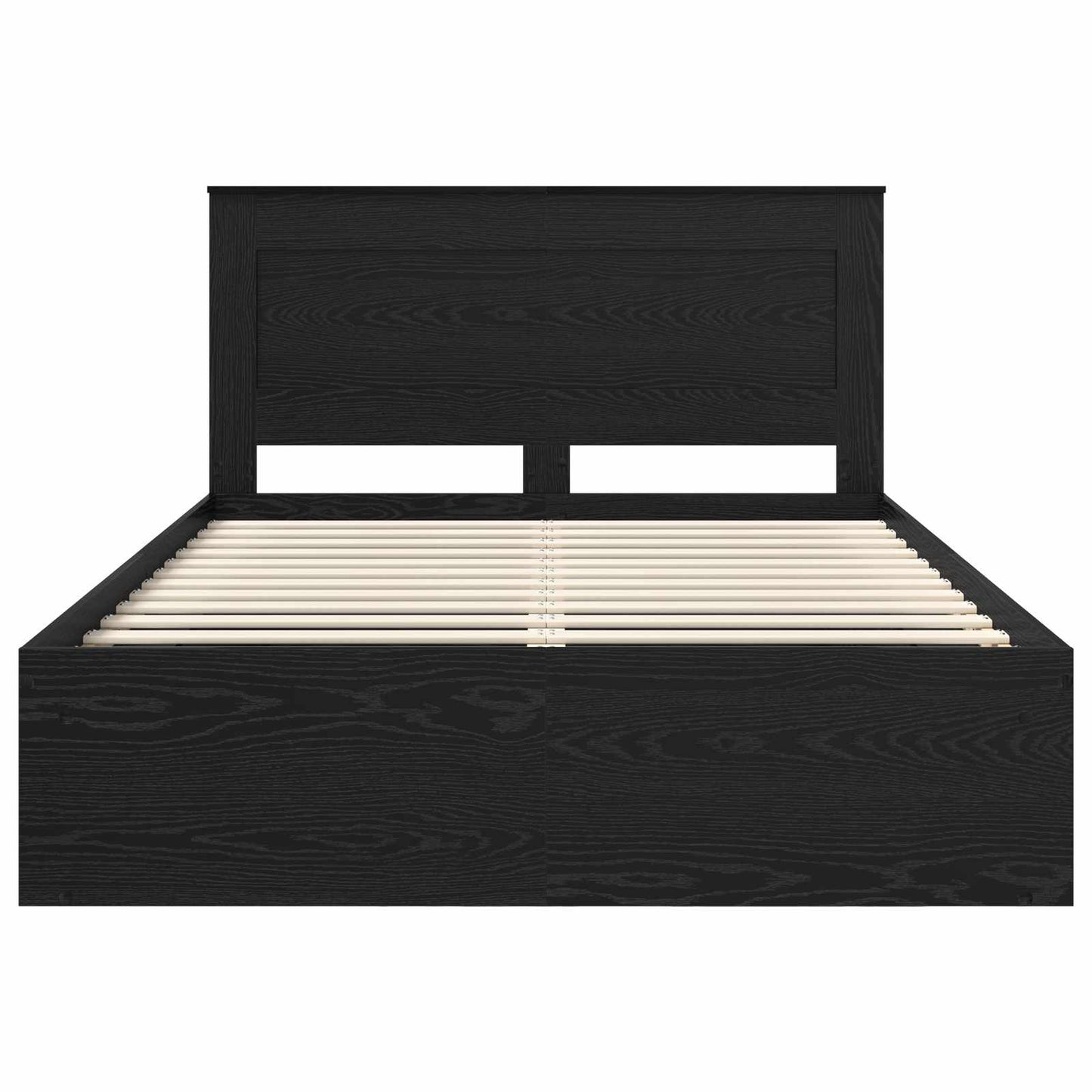Sengestamme med hodegjerde Svart 140 x 190 cm Massiv furu