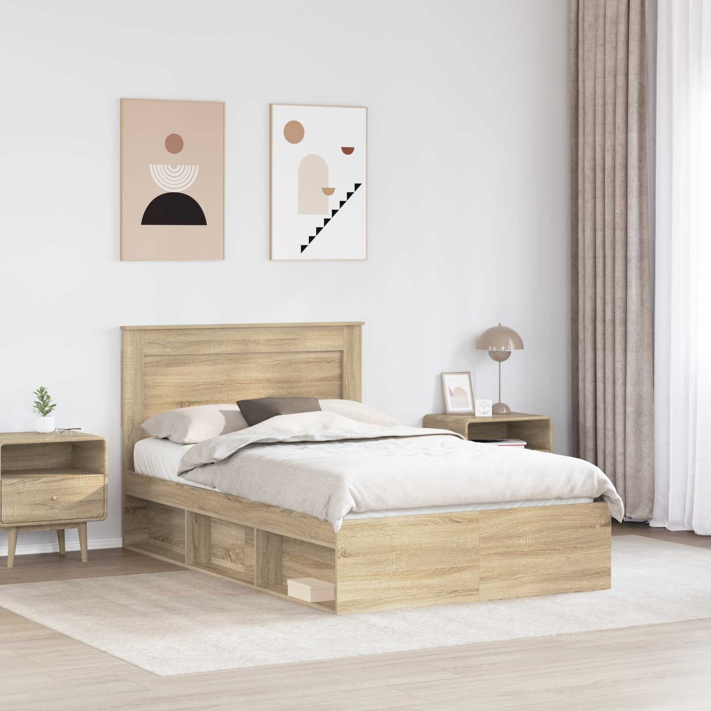 Sengestamme med hodegjerde Sonoma 120 x 190 cm Massiv furu