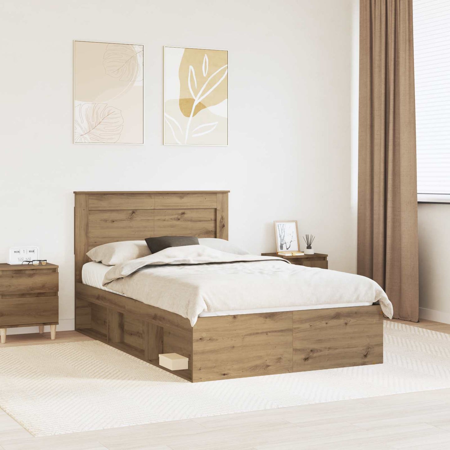 Sengestamme Kunstnerisk Eik 120 x 190 cm Massiv furu