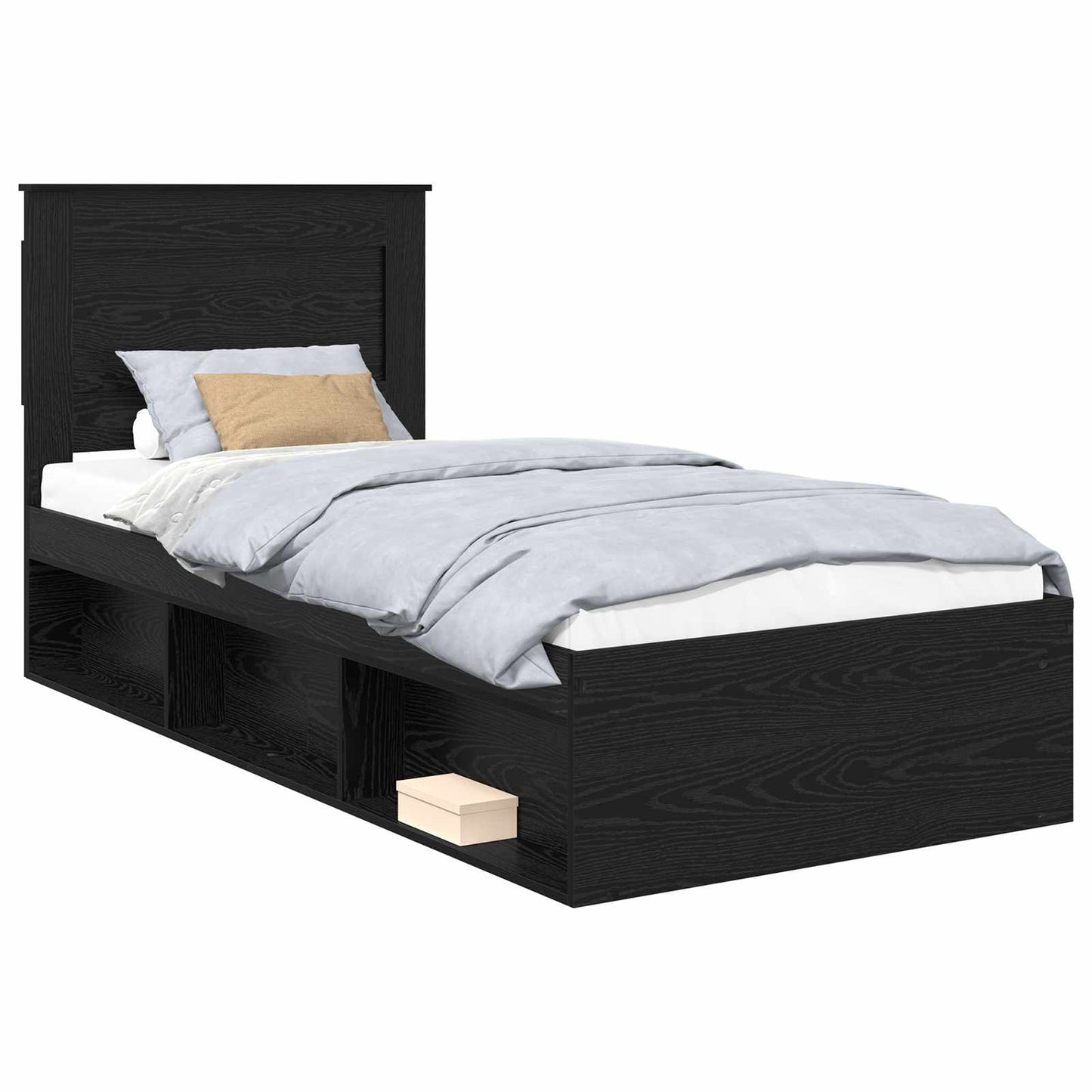 Sengestamme med skuff Ensfarget Svart 100 x 200 cm Massiv furu