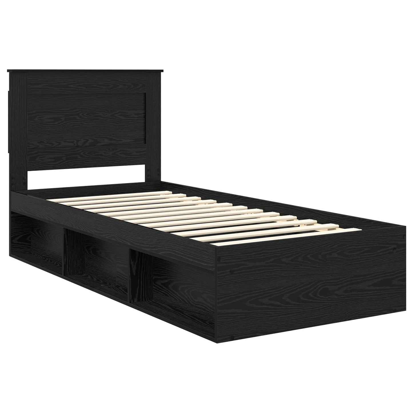Sengestamme med skuff Ensfarget Svart 100 x 200 cm Massiv furu