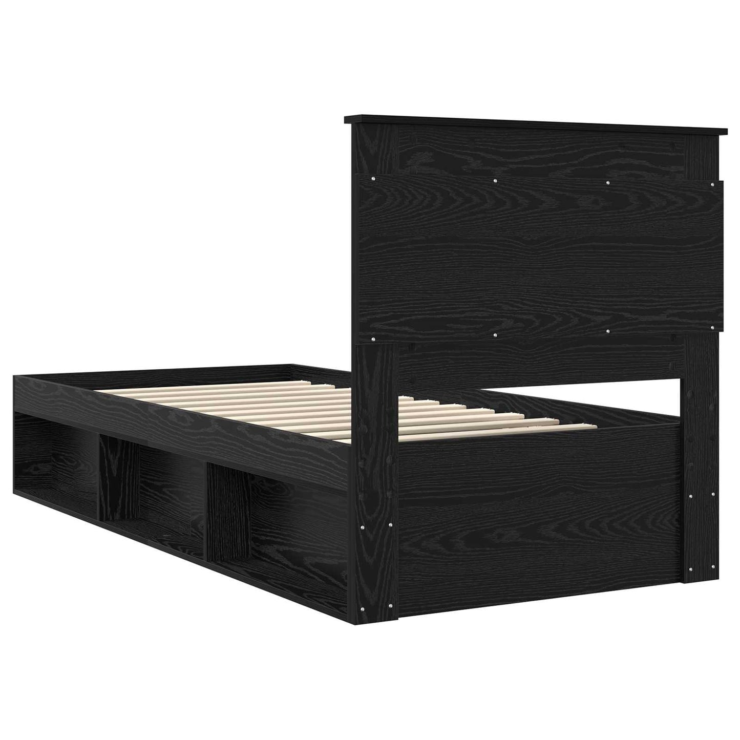 Sengestamme med skuff Ensfarget Svart 100 x 200 cm Massiv furu
