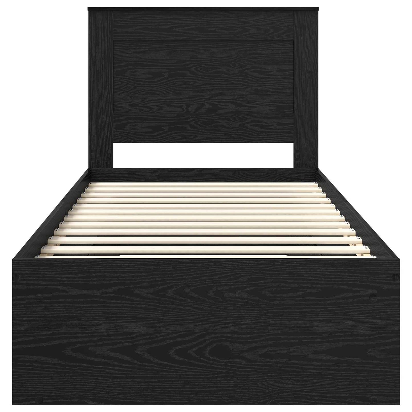 Sengestamme med skuff Ensfarget Svart 100 x 200 cm Massiv furu