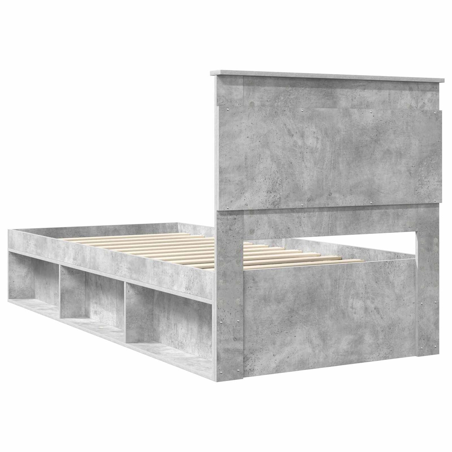 Sengestamme med hodegjerde Betonggrå 100 x 200 cm Massiv furu