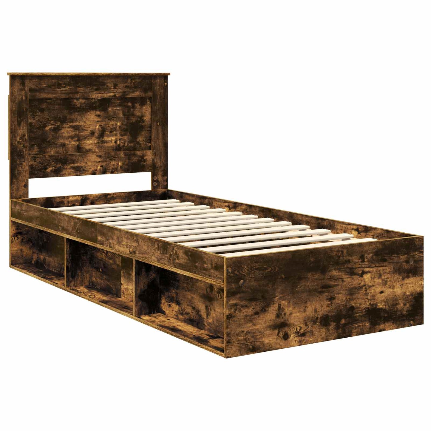 Sengestamme med hodegjerde Røkt eik 90 x 200 cm Massiv furu
