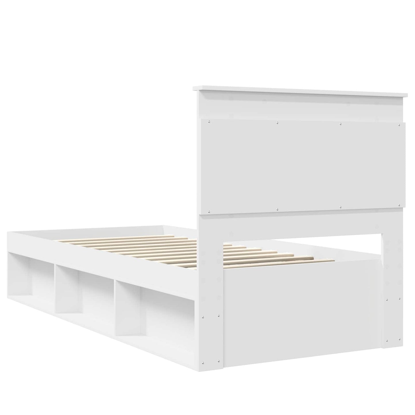 Sengestamme med hodegjerde Hvit 75 x 190 cm Massiv furu
