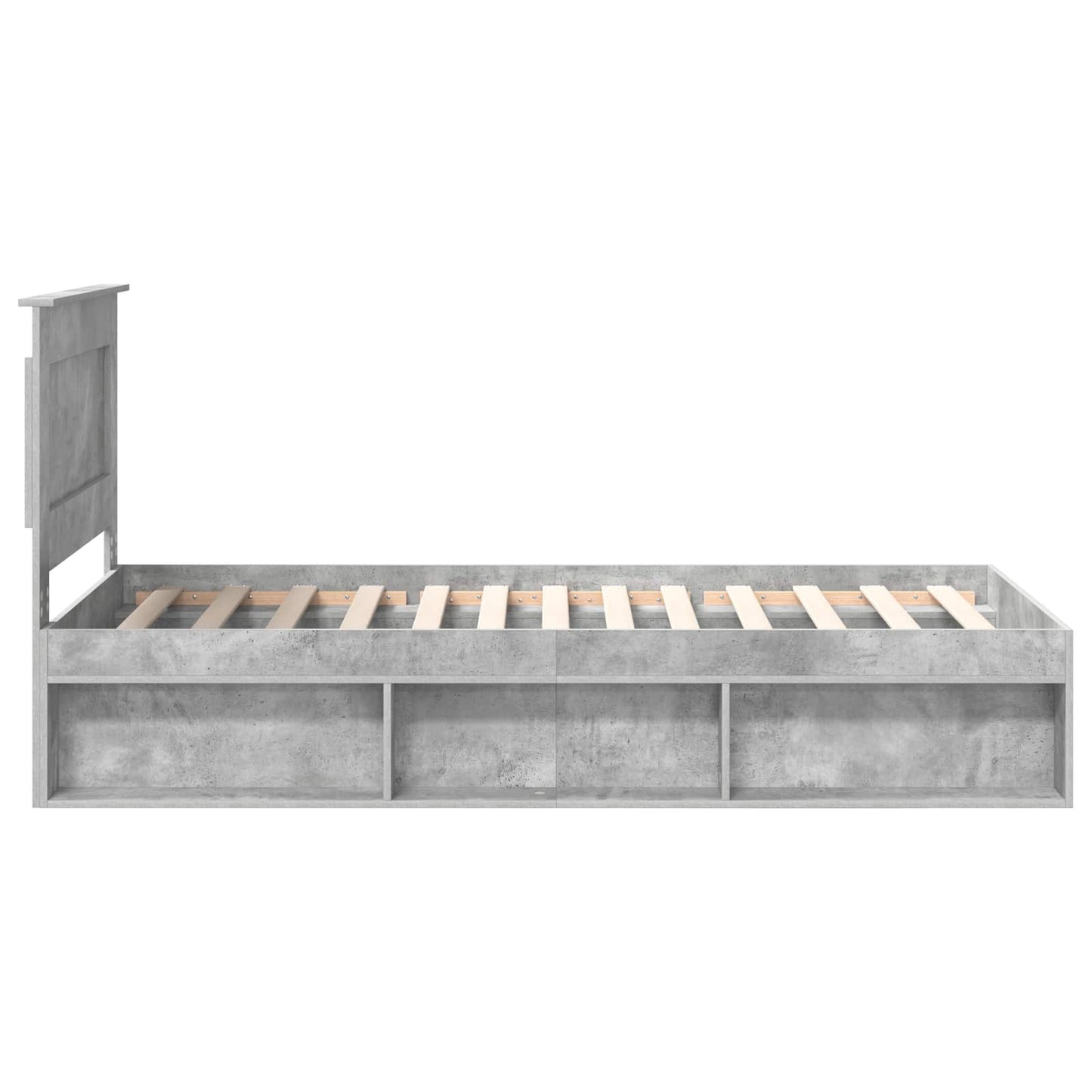 Sengestamme med hodegjerde Betonggrå 75 x 190 cm Massiv furu