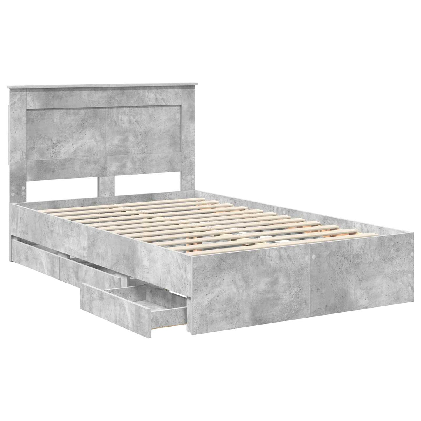 Sengestamme med skuff Betonggrå 135 x 190 cm Ingeniørtre