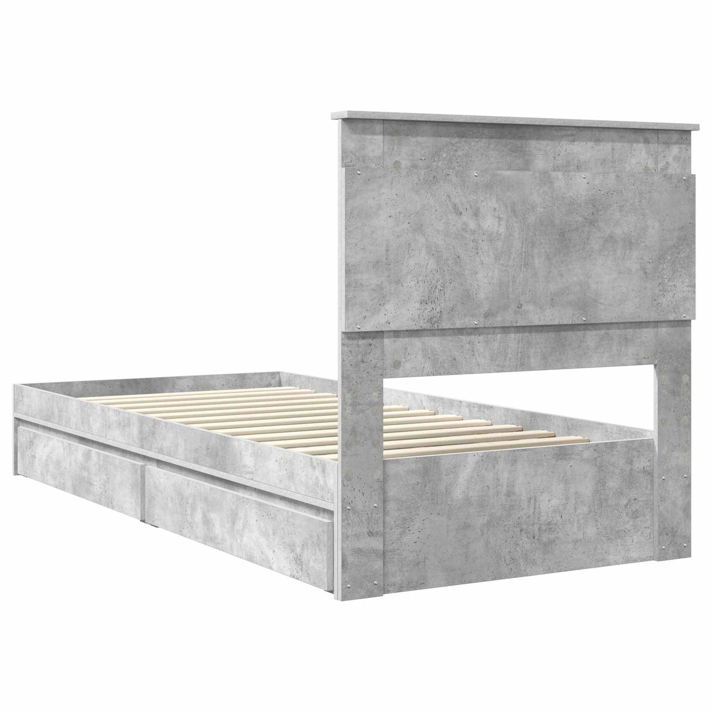 Seng med Oppbevaring Betonggrå 90 x 190 cm Konstruert tre