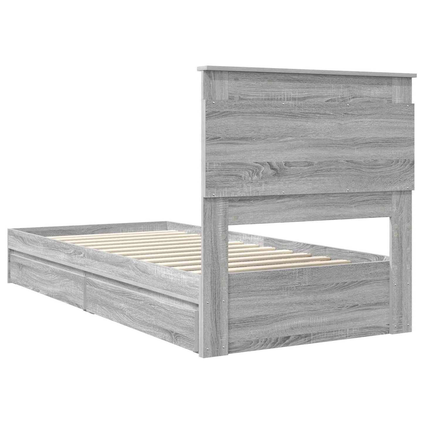 Seng med Oppbevaring Grå Sonoma 75 x 190 cm Konstruert tre