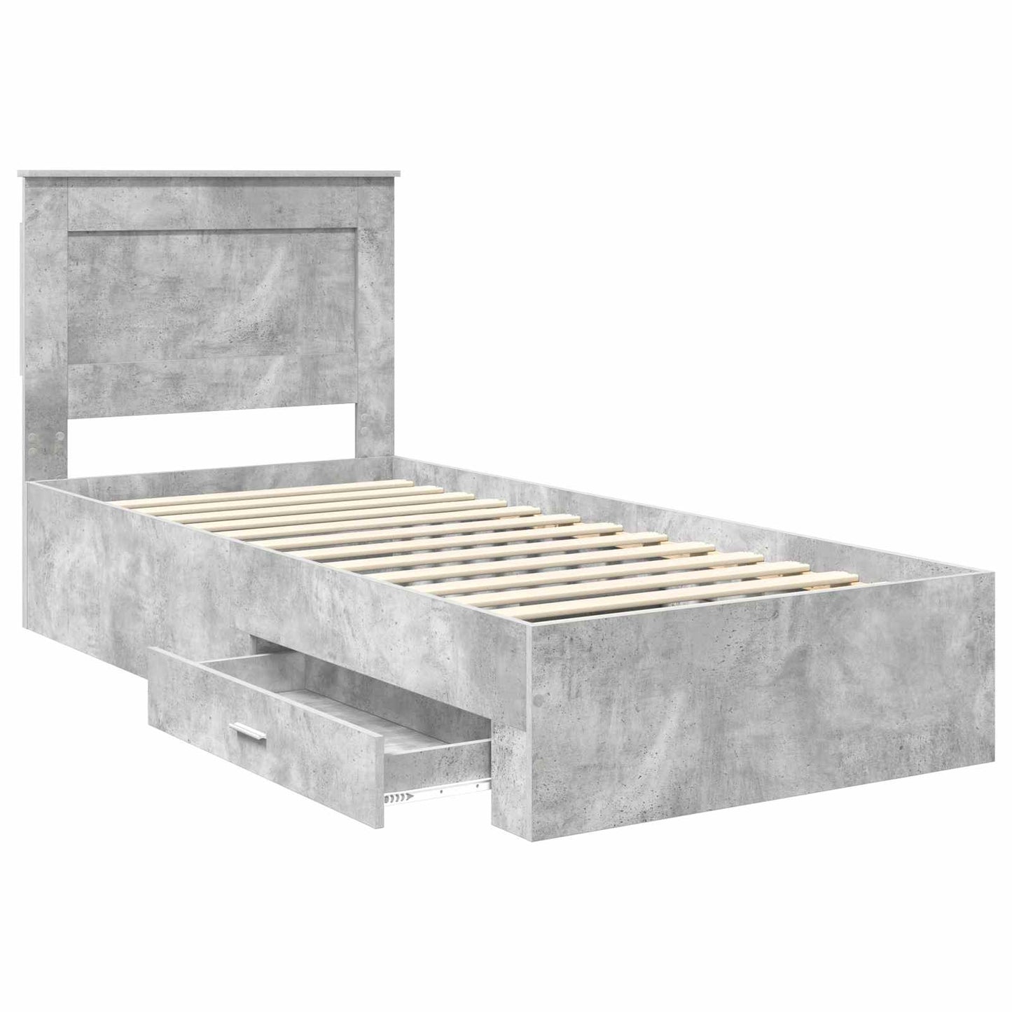 Sengestamme Betonggrå og Sølv 75 x 190 cm Konstruert tre