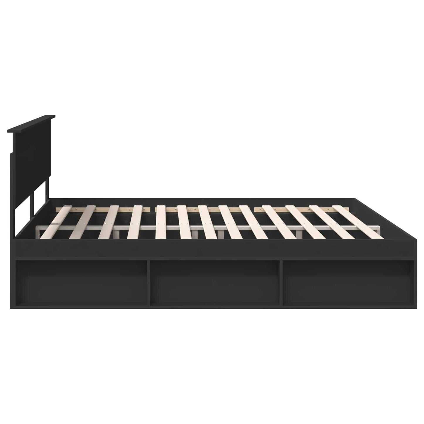 Sengestamme med hodegjerde Svart 200 x 200 cm Massiv furu