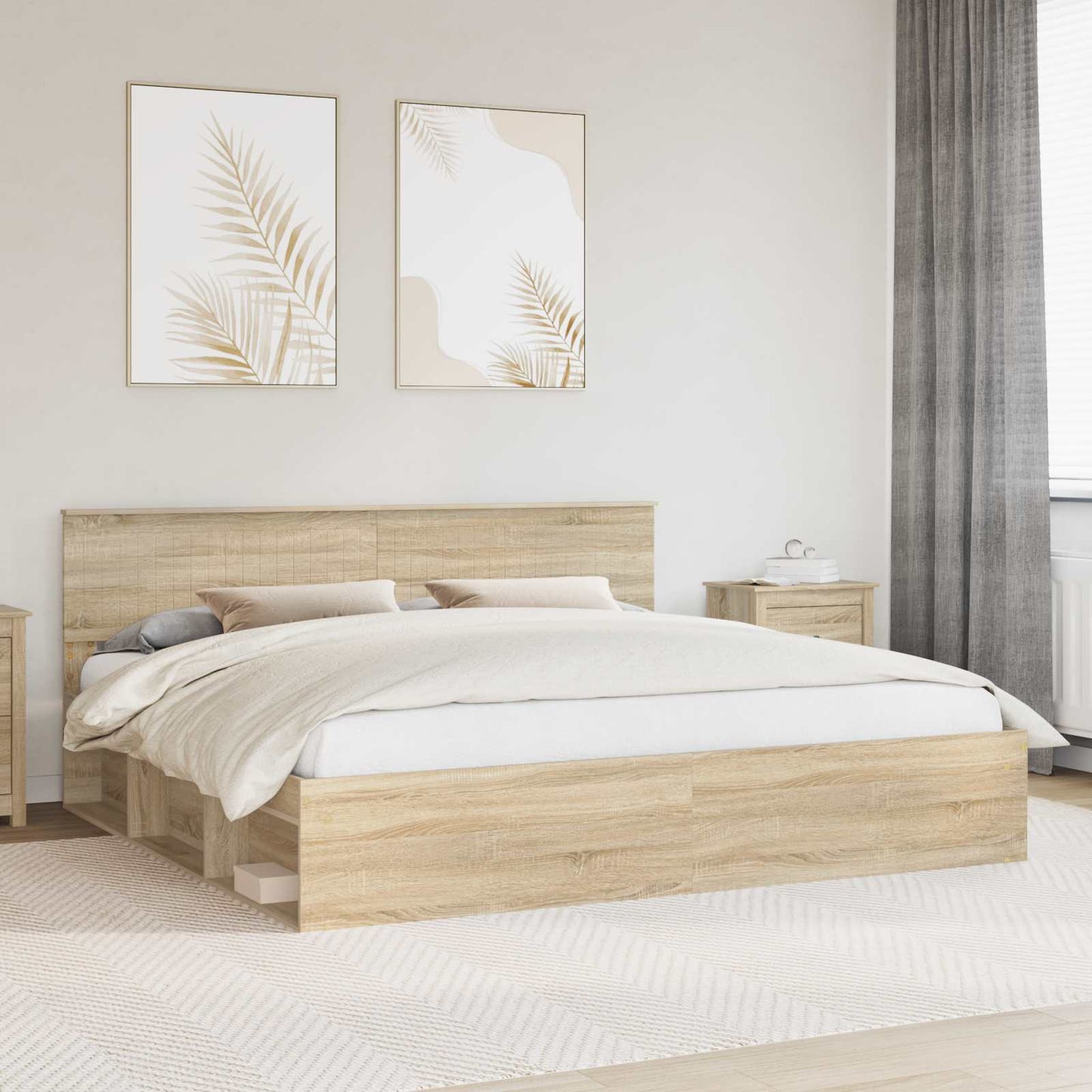 Sengestamme med hodegjerde Sonoma 200 x 200 cm Massiv furu