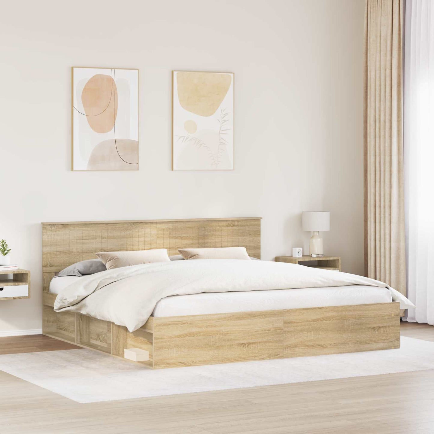 Sengestamme med hodegjerde Sonoma 200 x 200 cm Massiv furu
