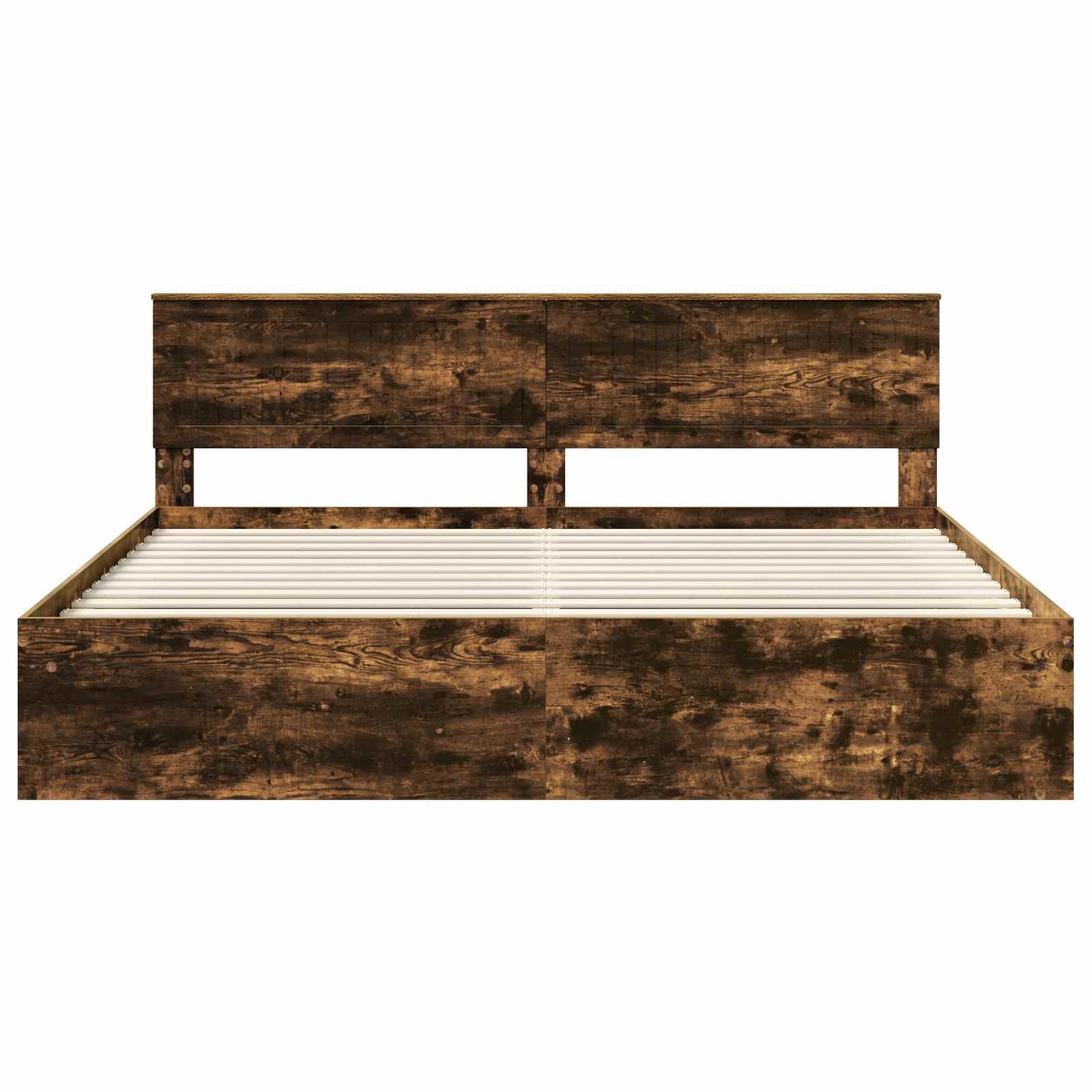 Sengestamme med hodegjerde Røkt eik 200 x 200 cm Massiv furu