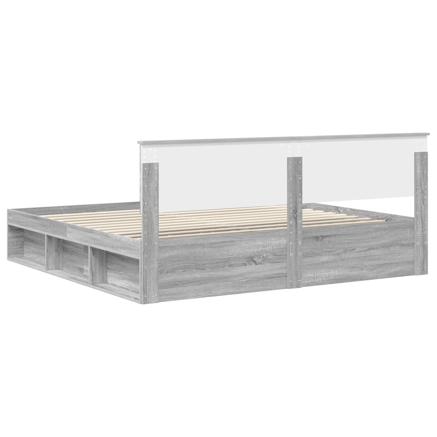 Sengestamme med hodegjerde Grå Sonoma 200 x 200 cm Massiv furu