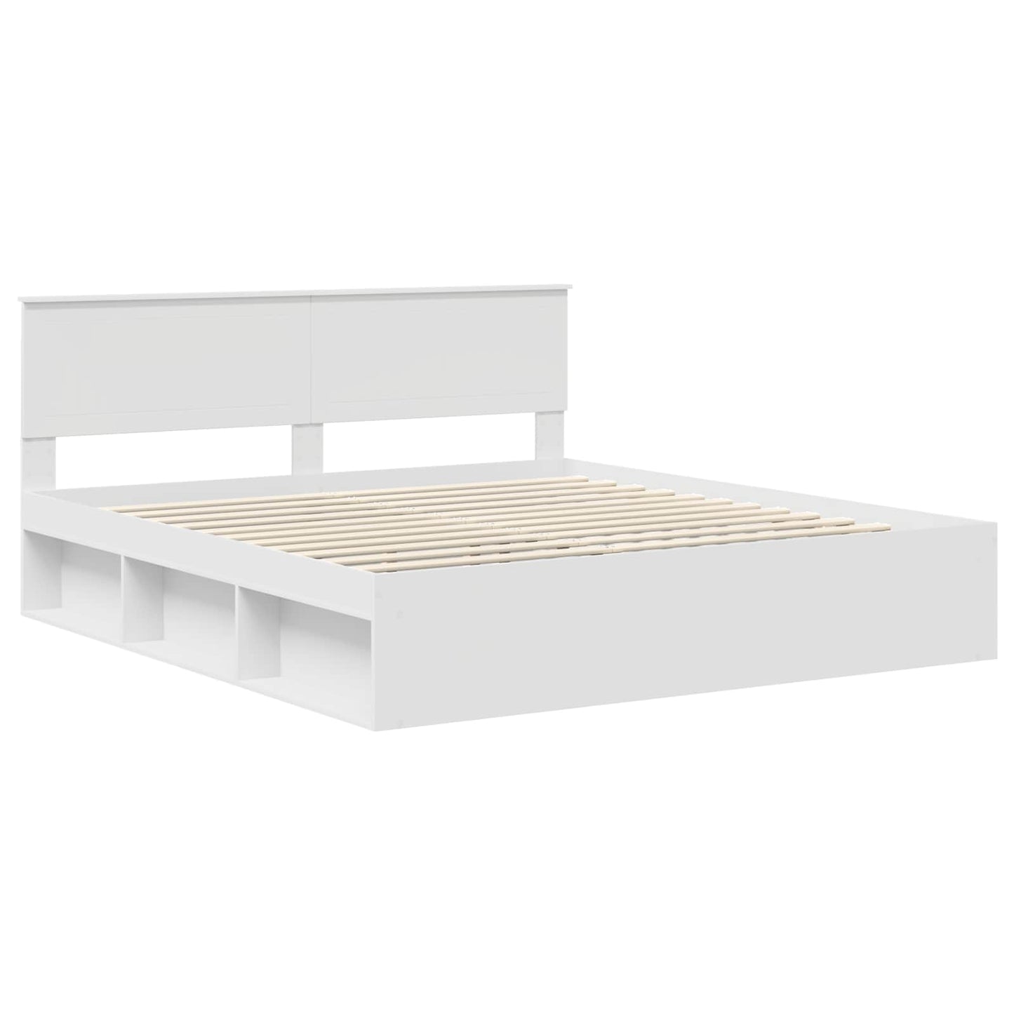 Sengestamme med hodegjerde Hvit 180 x 200 cm Massiv furu