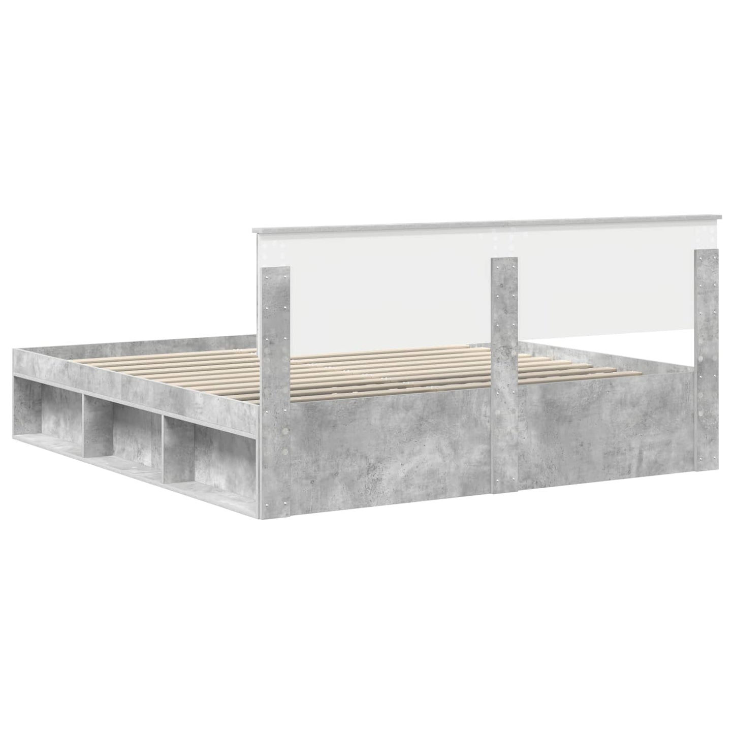 Sengestamme med hodegjerde Betong 180 x 200 cm Massiv furu