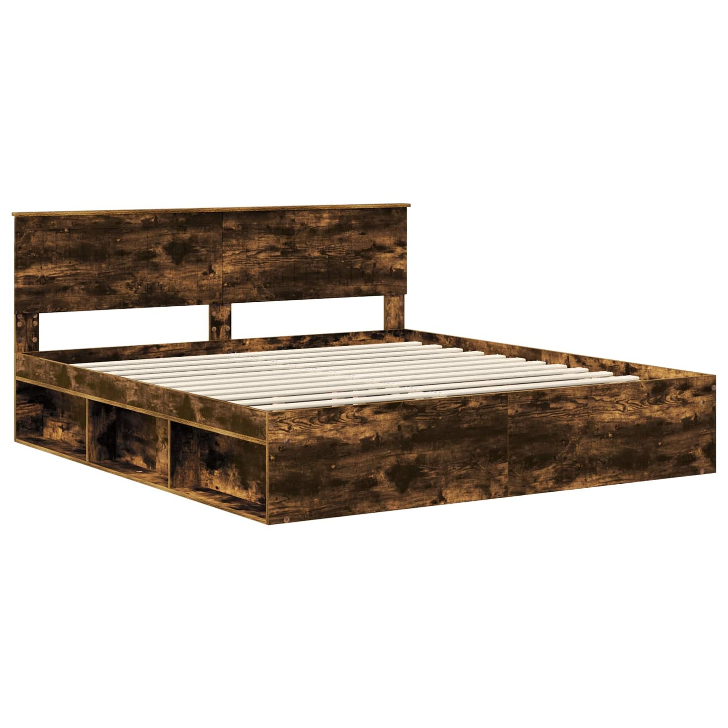 Sengestamme med hodegjerde Røkt eik 180 x 200 cm Massiv furu