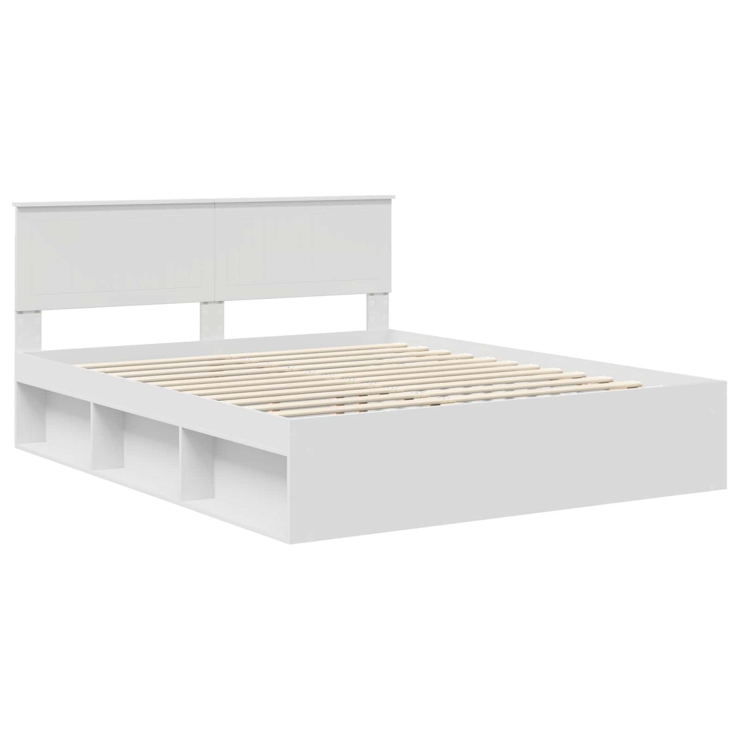 Sengestamme med hodegjerde Hvit 160 x 200 cm Massiv furu