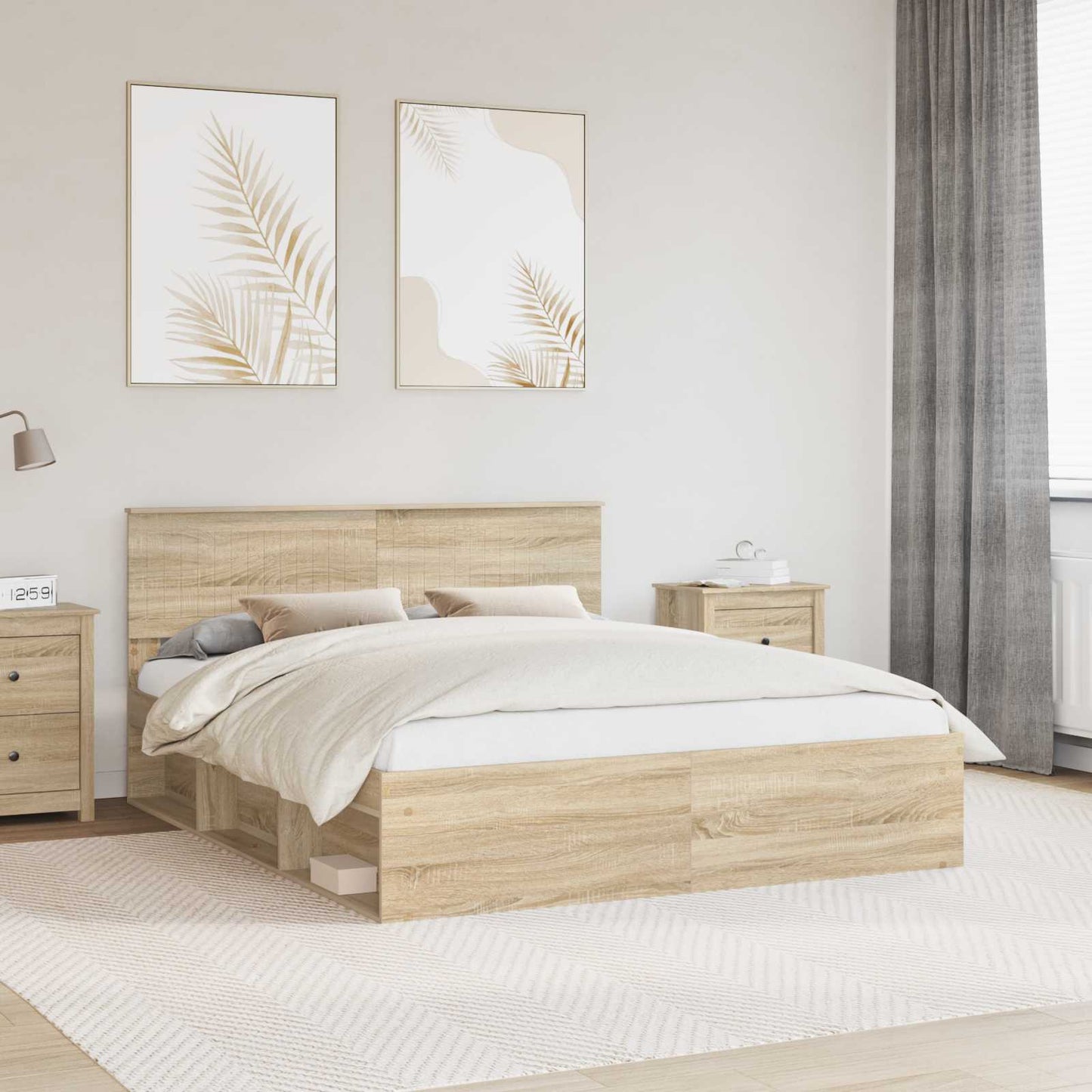 Sengestamme med hodegjerde Sonoma 160 x 200 cm Massiv furu
