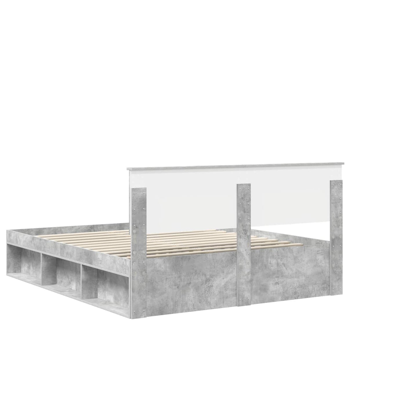 Sengestamme med hodegjerde Betong 160 x 200 cm Massiv furu