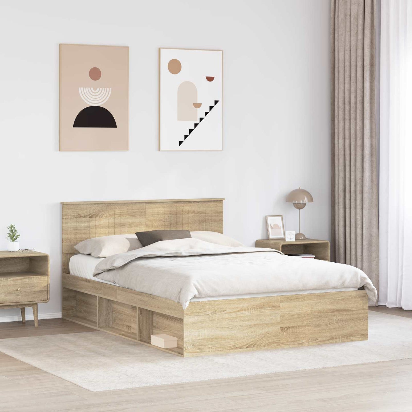 Sengestamme med hodegjerde Sonoma 140 x 200 cm Massiv furu