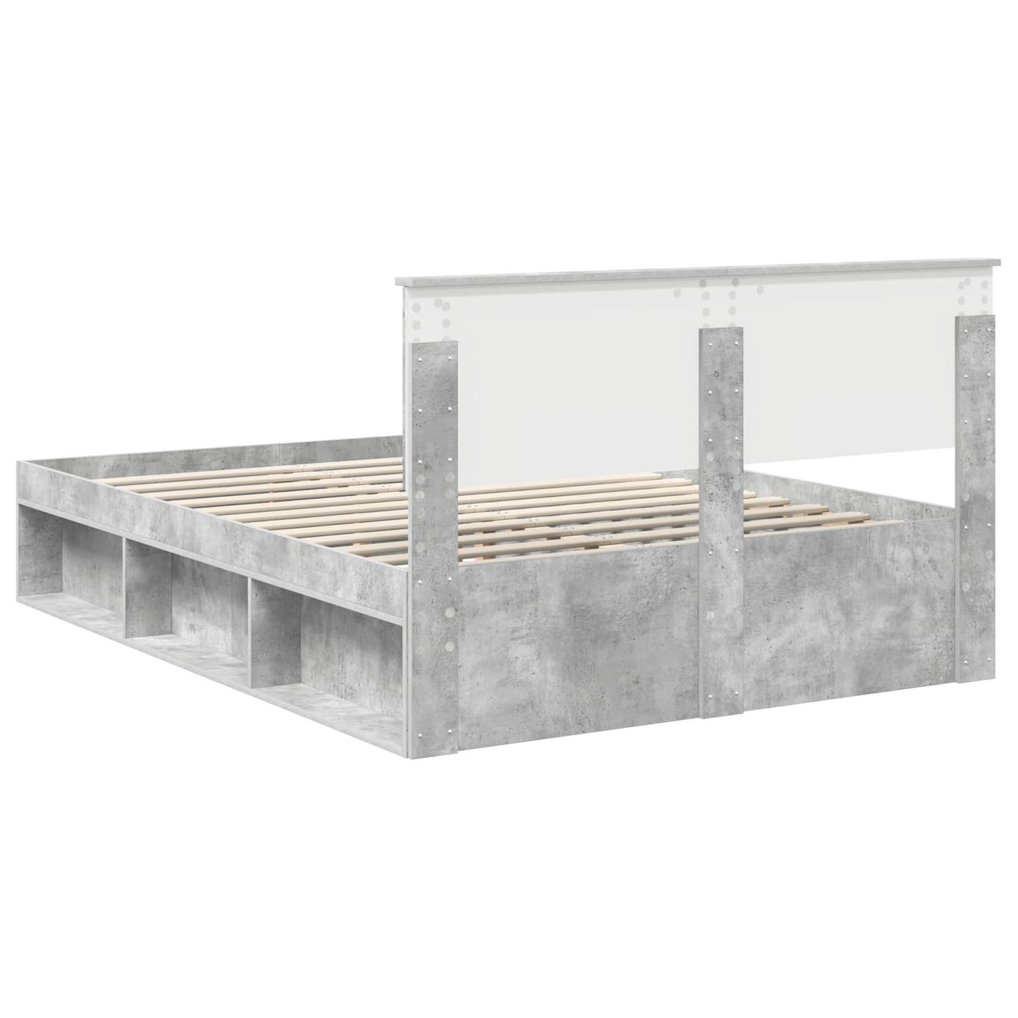 Sengestamme med hodegjerde Betong 140 x 190 cm Massiv furu