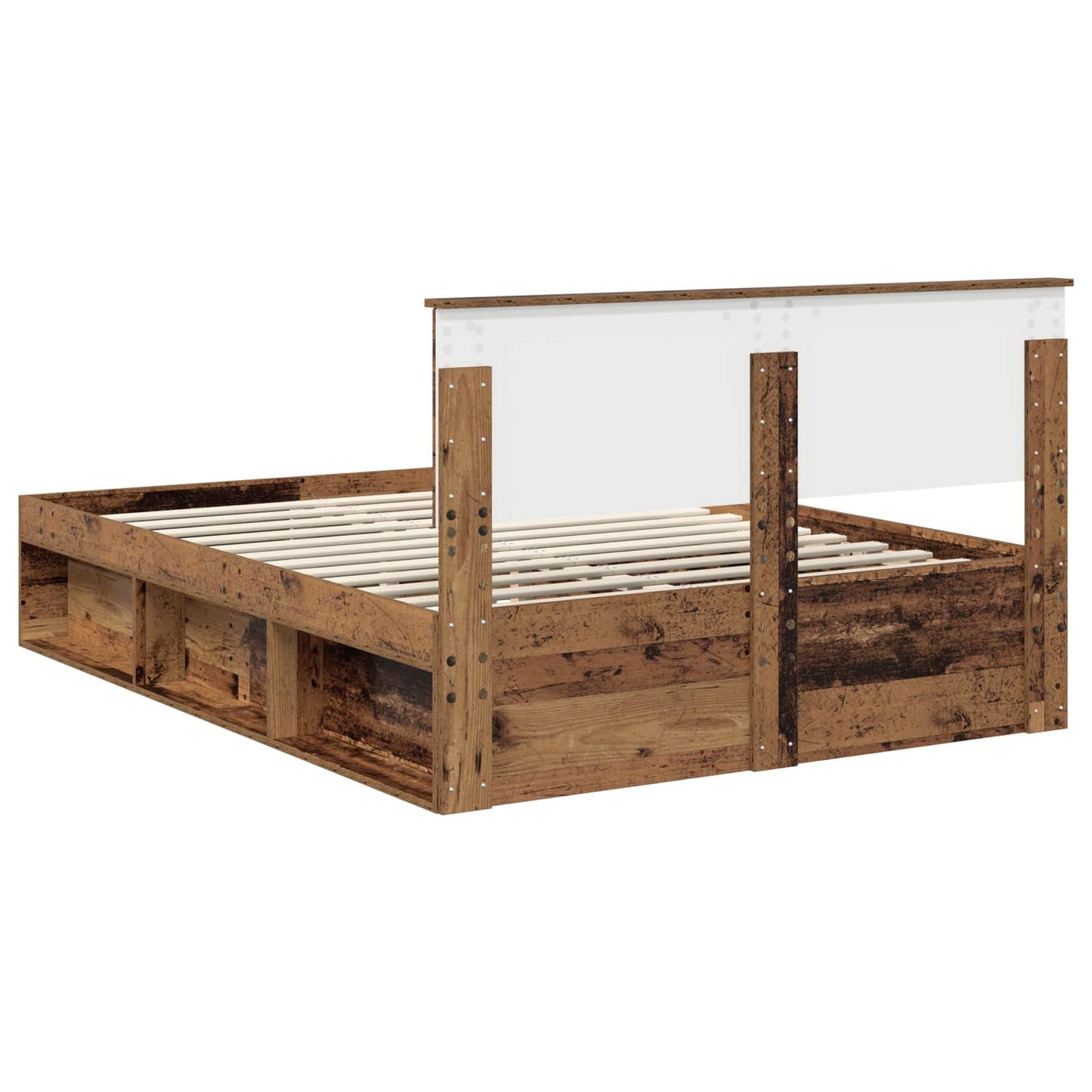 Sengestamme med hodegjerde Gammelt tre 140 x 190 cm Massiv furu