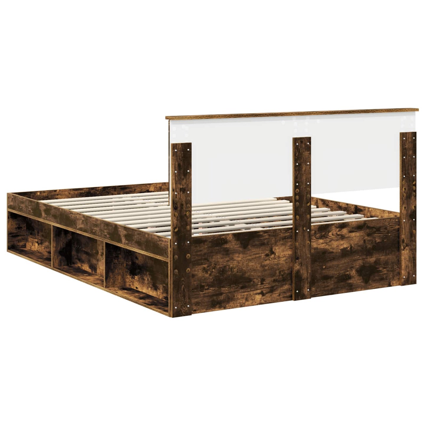 Sengestamme med hodegjerde Røkt eik 135 x 190 cm Massiv furu