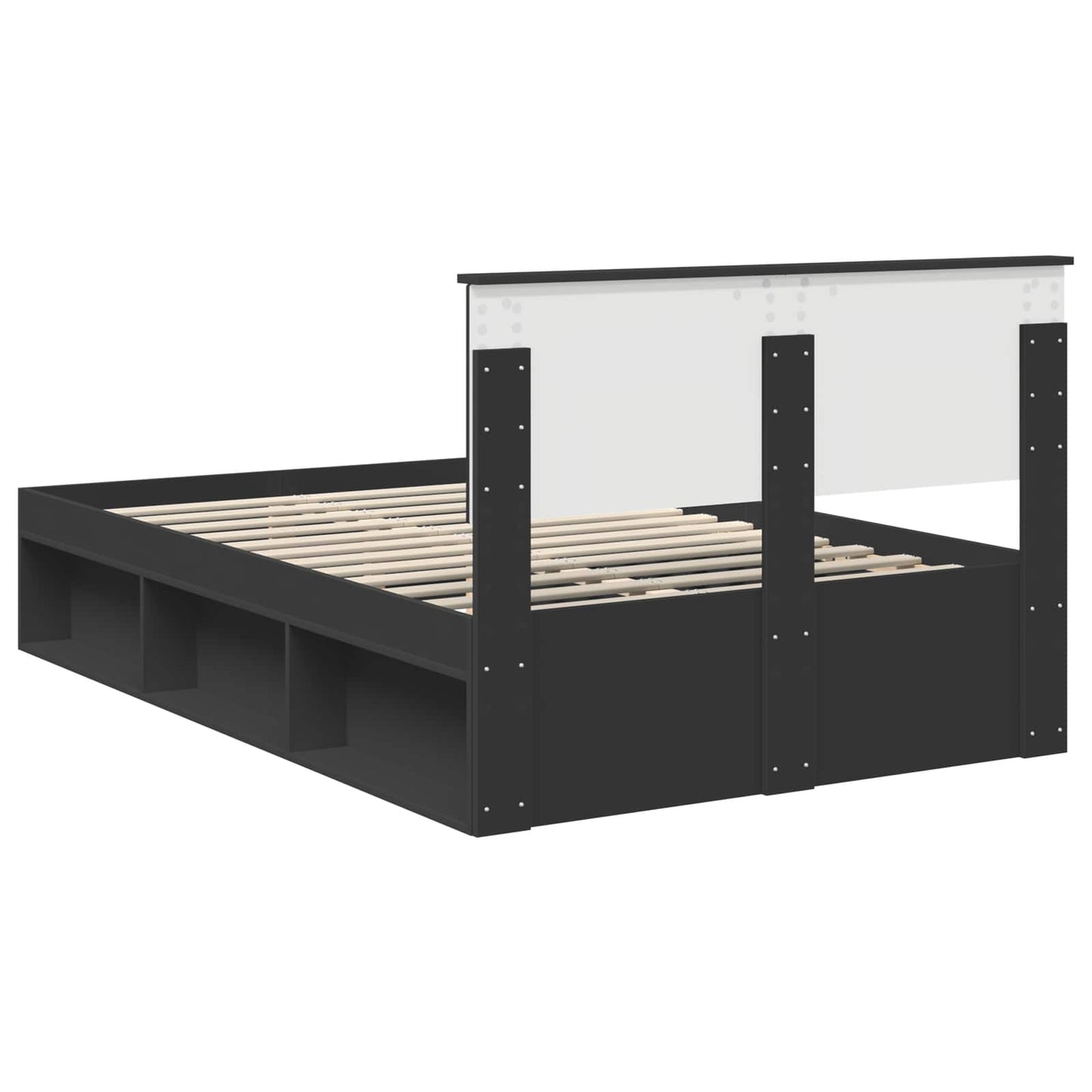 Sengestamme med hodegjerde Svart 120 x 200 cm Massiv furu