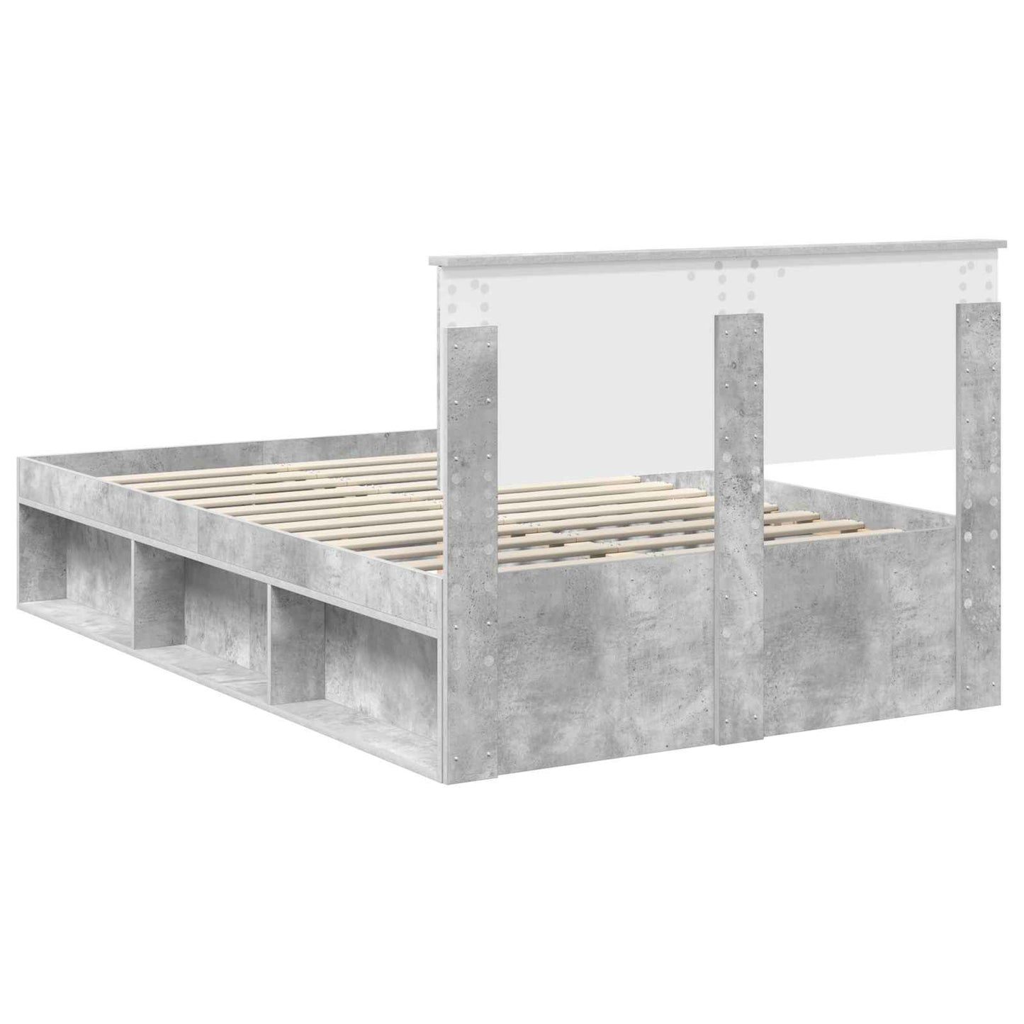 Sengestamme med hodegjerde Betong 120 x 200 cm Massiv furu