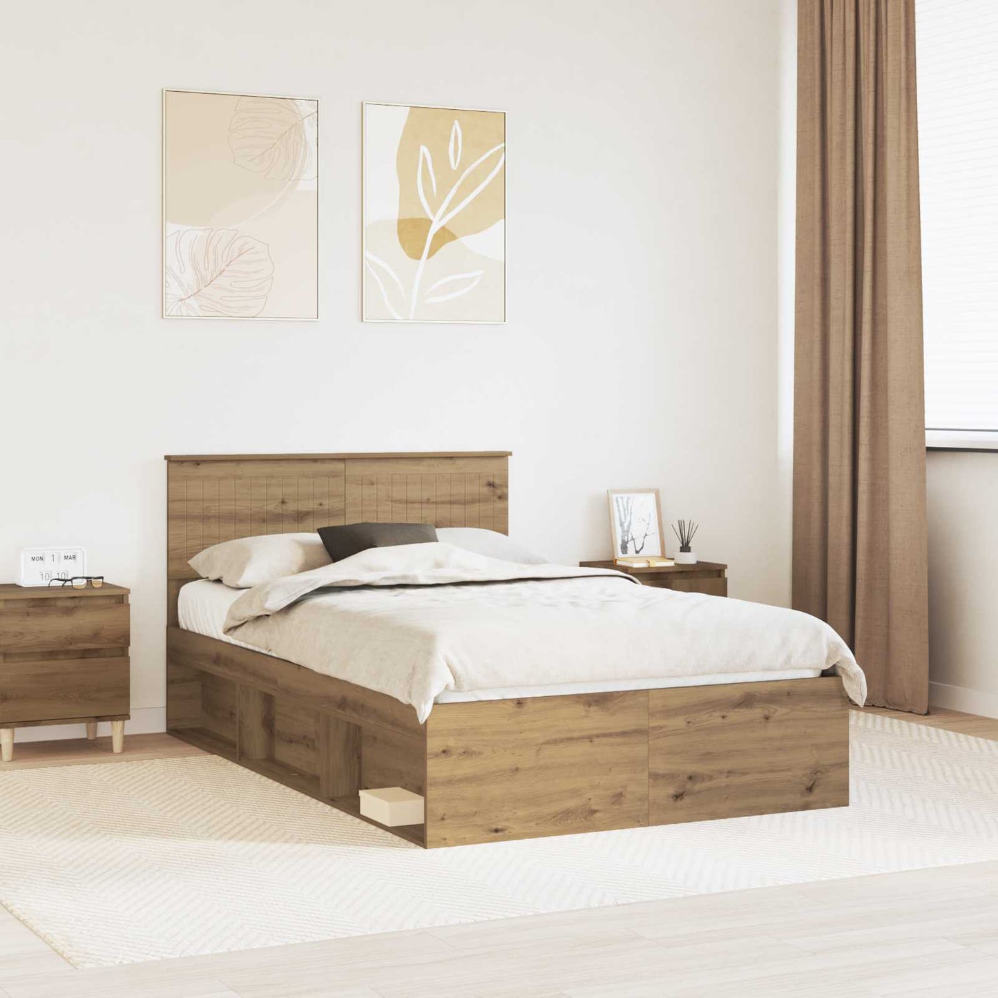 Sengestamme Kunstnerisk Eik 120 x 190 cm Massiv furu