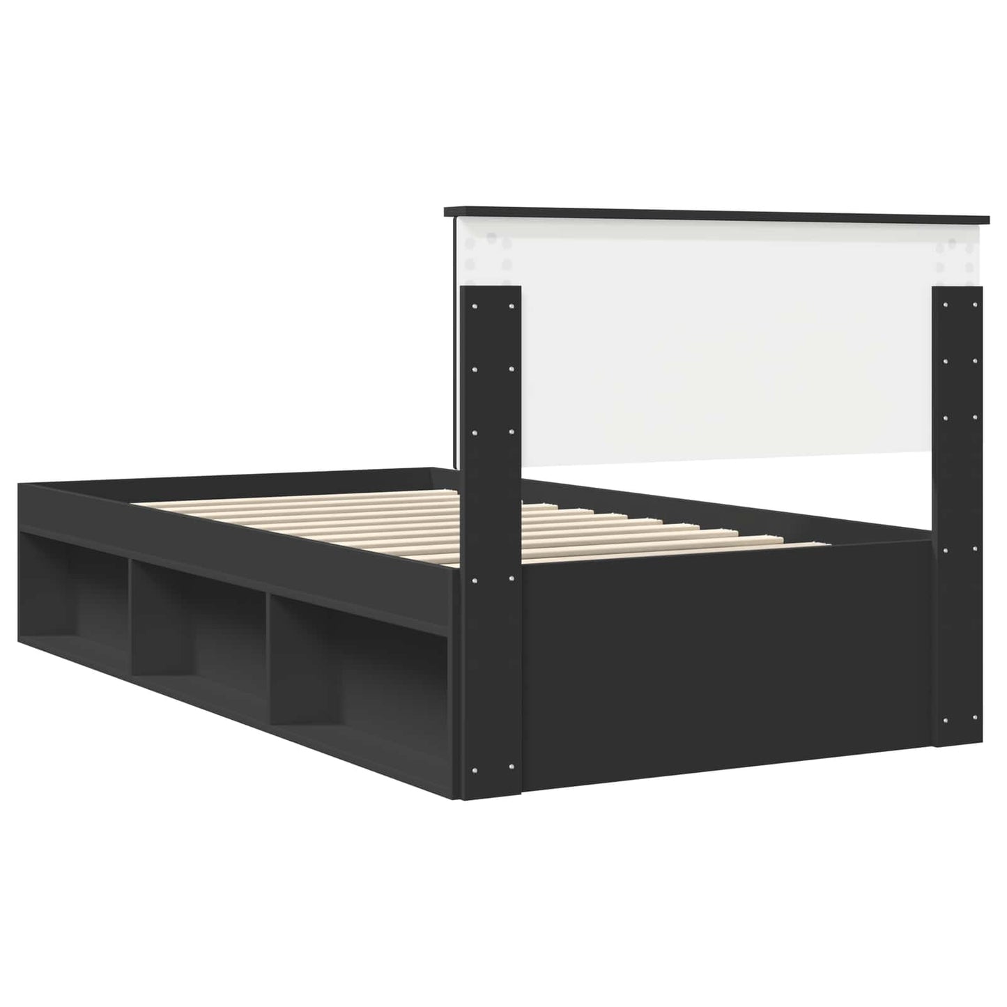 Sengestamme med hodegjerde Svart 100 x 200 cm Massiv furu