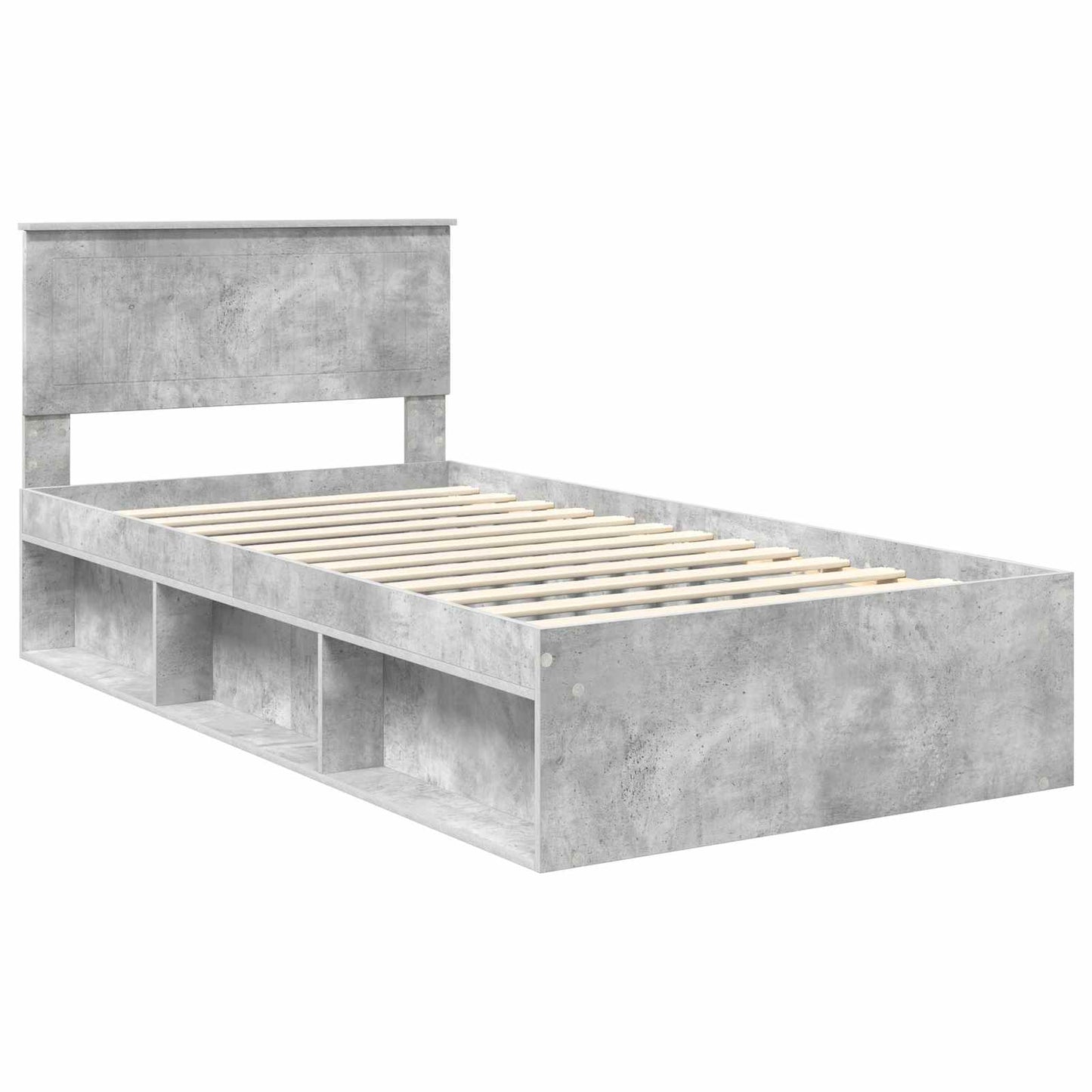 Sengestamme med hodegjerde Betonggrå 100 x 200 cm Massiv furu