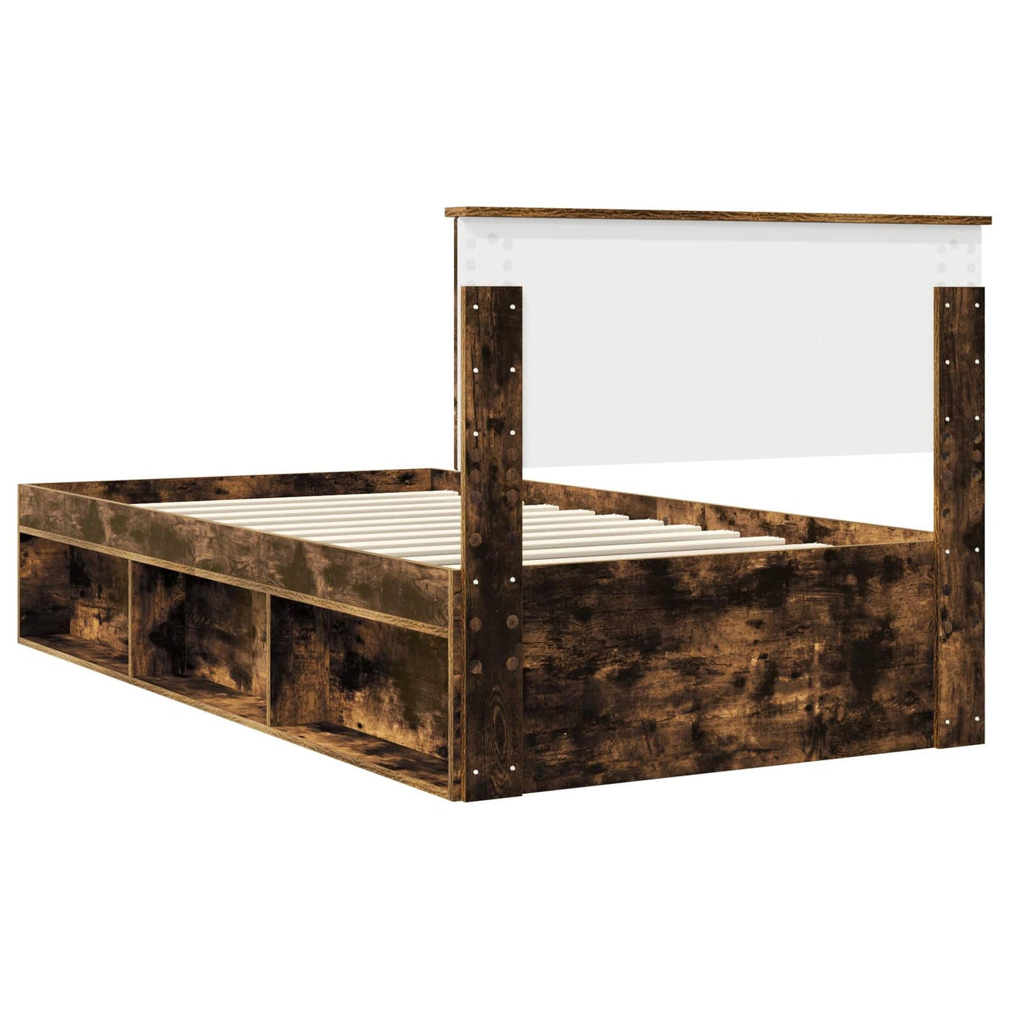 Sengestamme med hodegjerde Røkt eik 100 x 200 cm Massiv furu