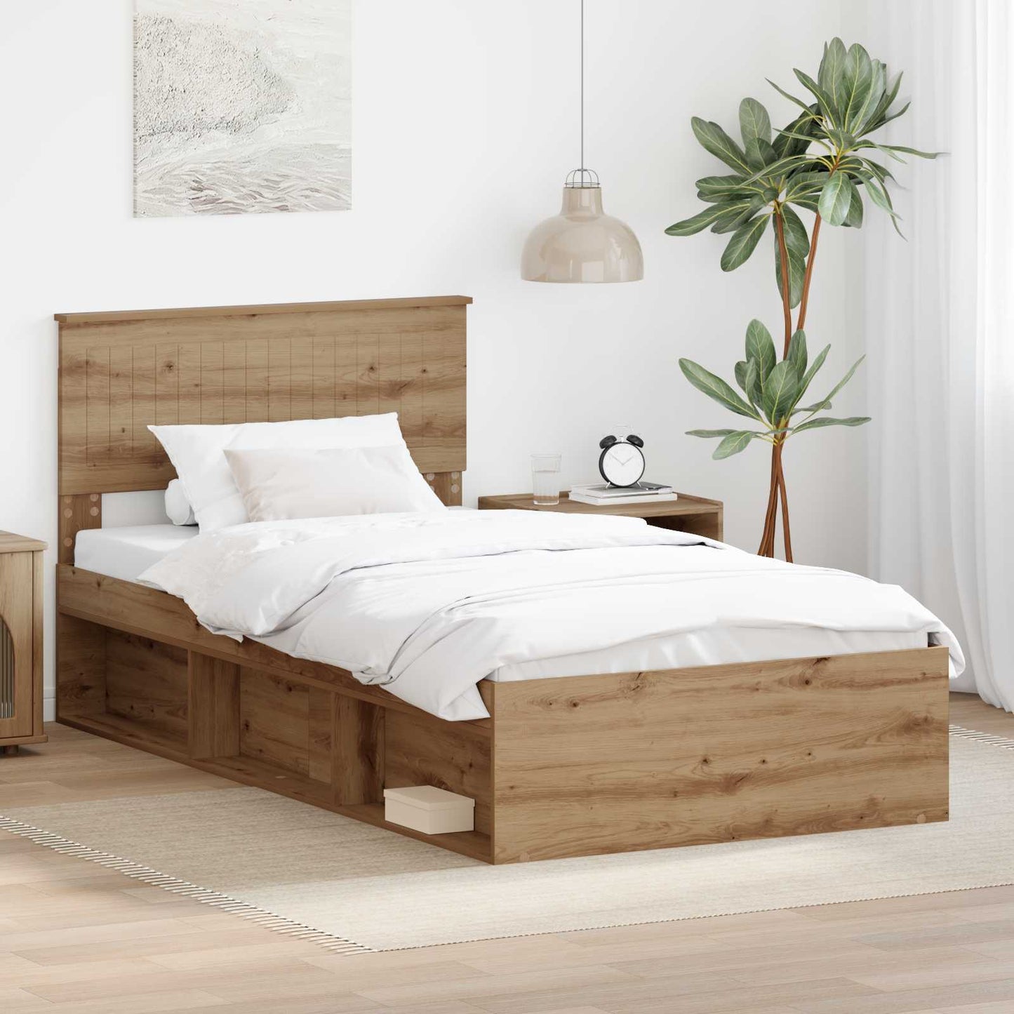 Sengestamme Kunstnerisk Eik 100 x 200 cm Massiv furu