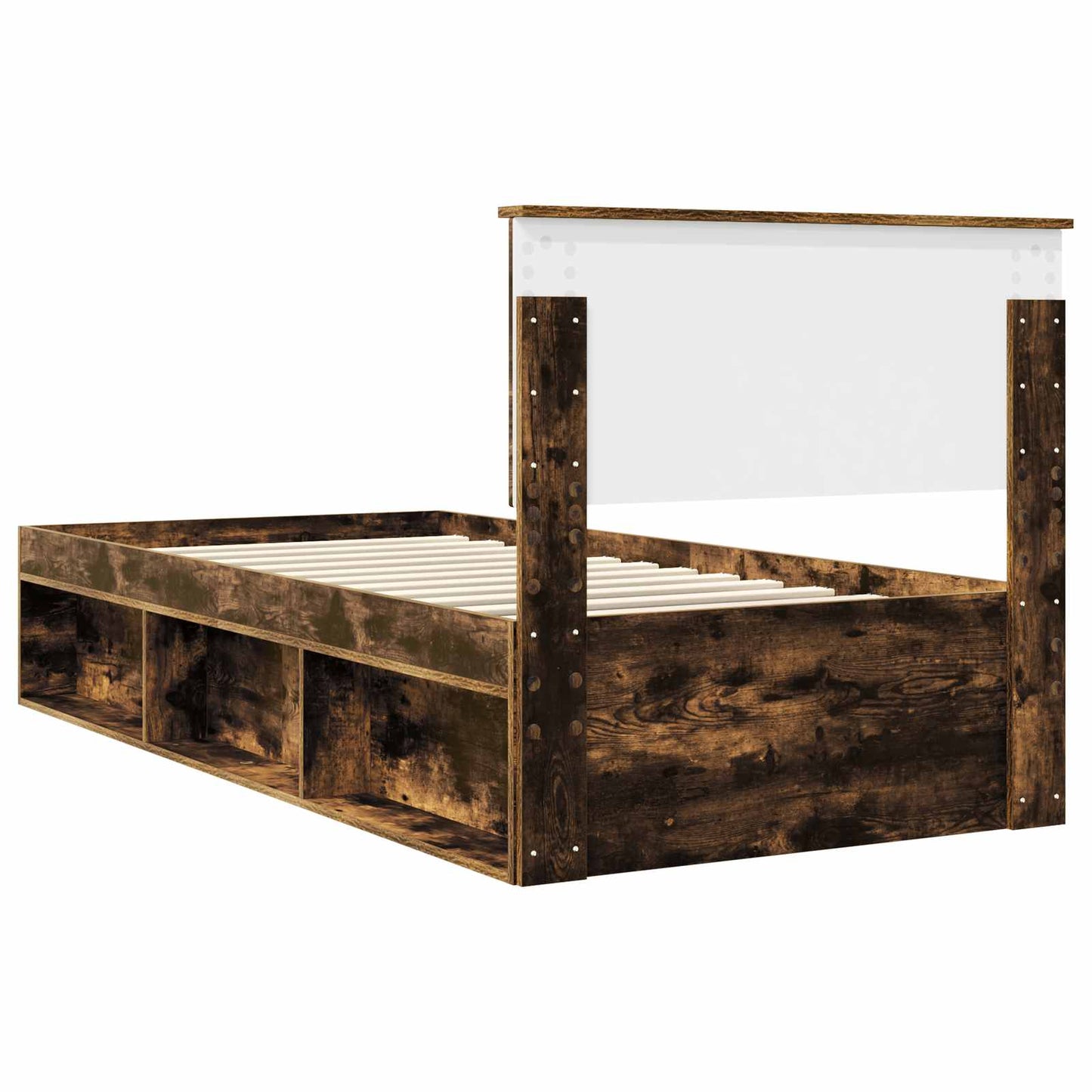 Sengestamme med hodegjerde Røkt eik 90 x 200 cm Massiv furu