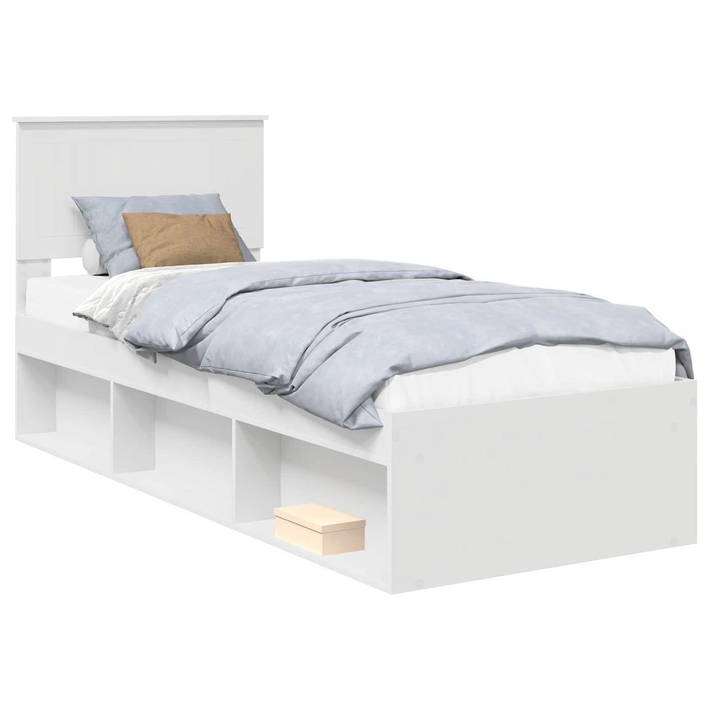 Sengestamme med hodegjerde Hvit 75 x 190 cm Massiv furu