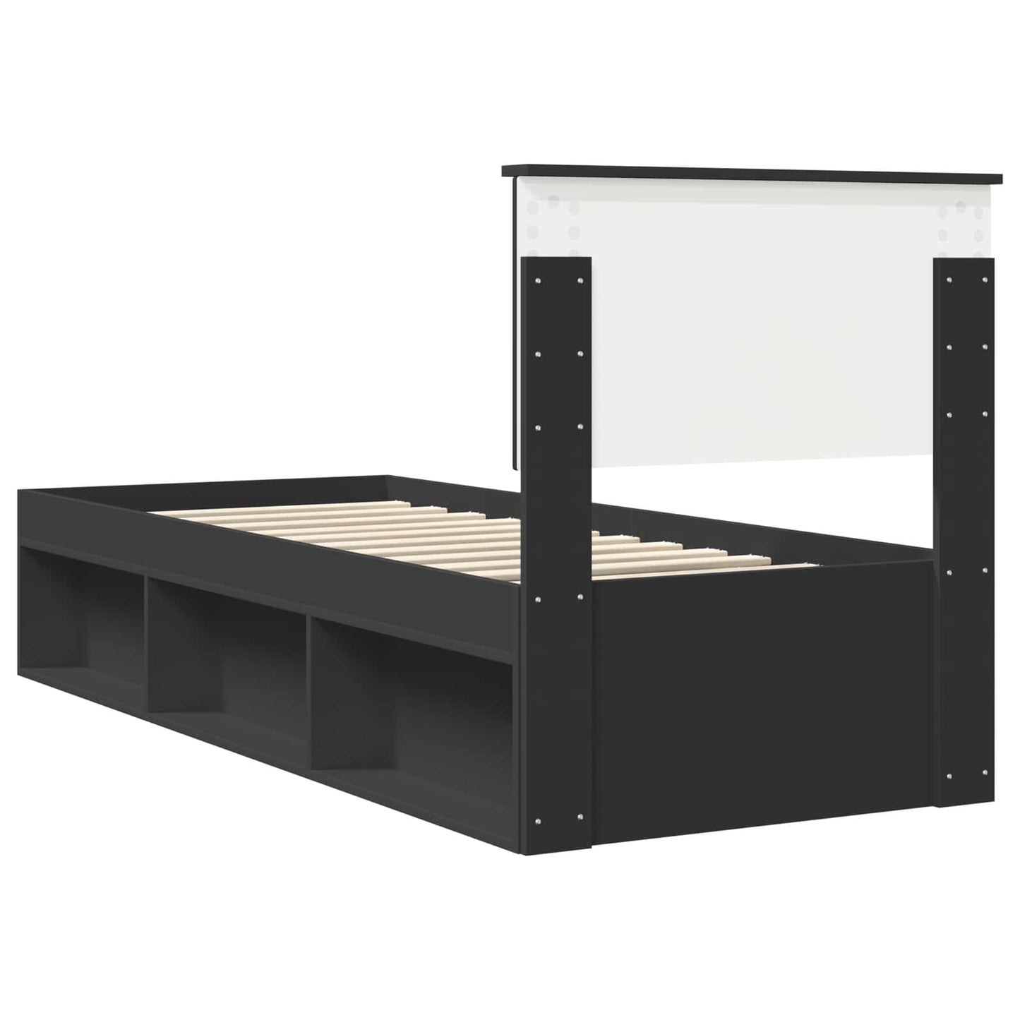 Sengestamme med hodegjerde Svart 75 x 190 cm Massiv furu
