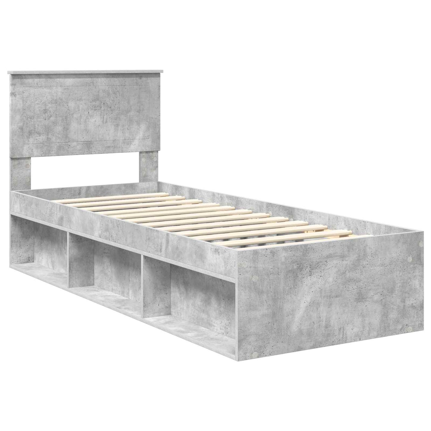 Sengestamme med hodegjerde Betonggrå 75 x 190 cm Massiv furu
