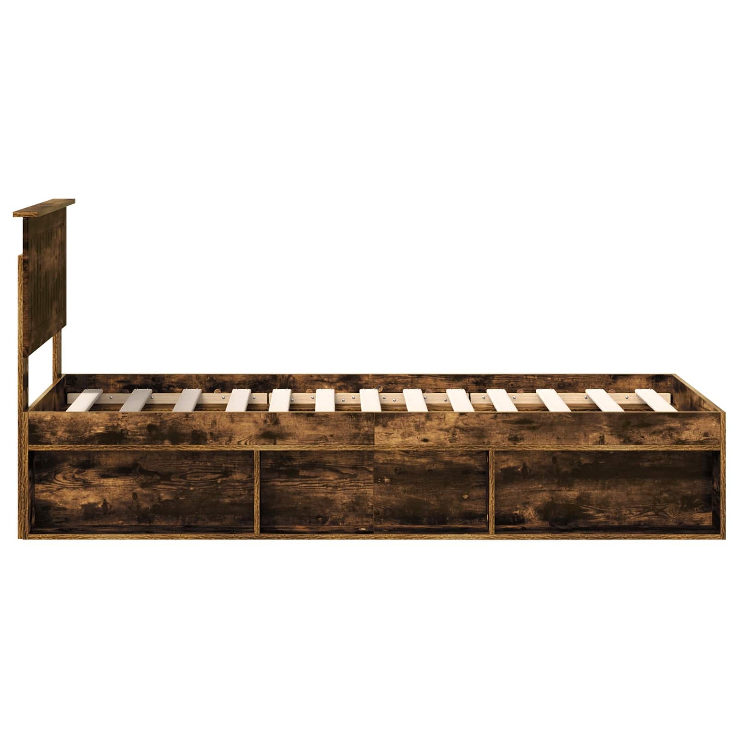 Sengestamme med hodegjerde Røkt eik 75 x 190 cm Massiv furu