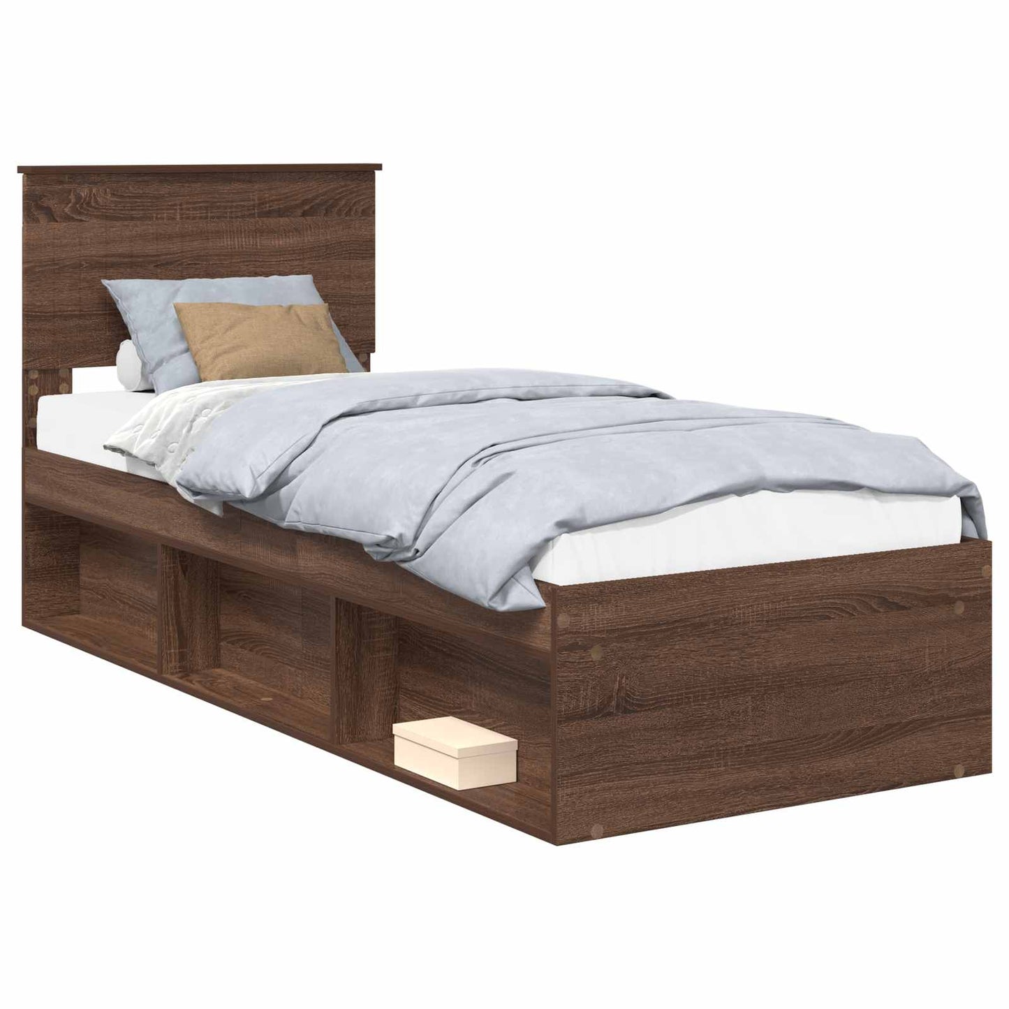 Sengestamme med hodegjerde Brun Eik 75 x 190 cm Massiv furu
