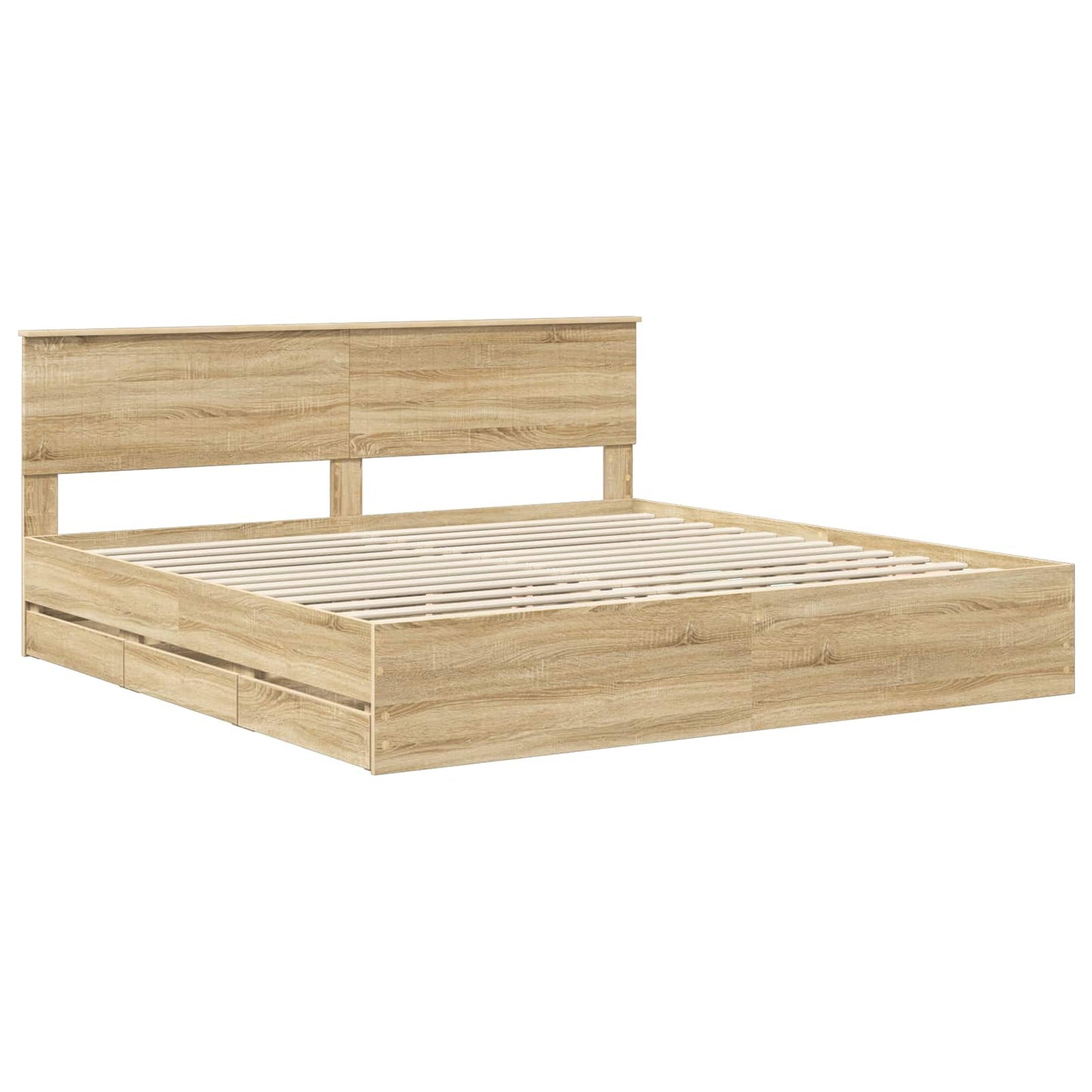 Sengestamme med skuff Sonoma eik 200 x 200 cm Ingeniørtre