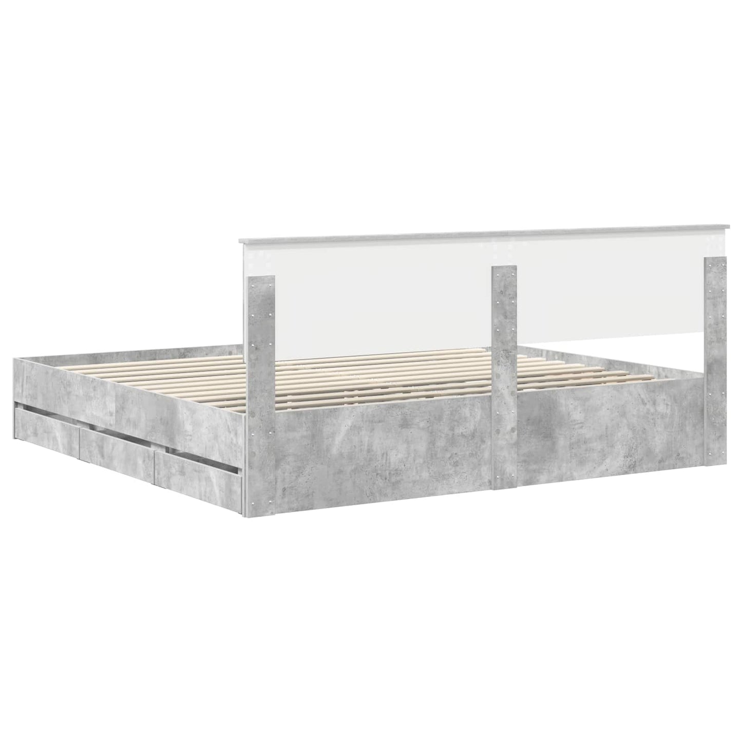 Sengestamme med skuff Betonggrå 200 x 200 cm Ingeniørtre