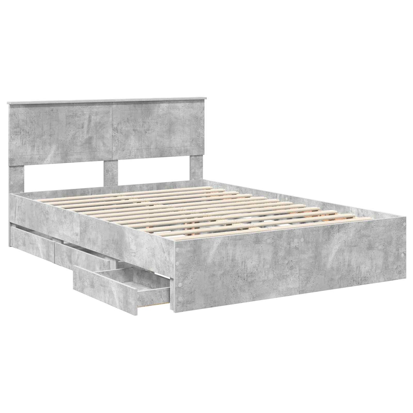 Sengestamme med skuff Betonggrå 135 x 190 cm Ingeniørtre