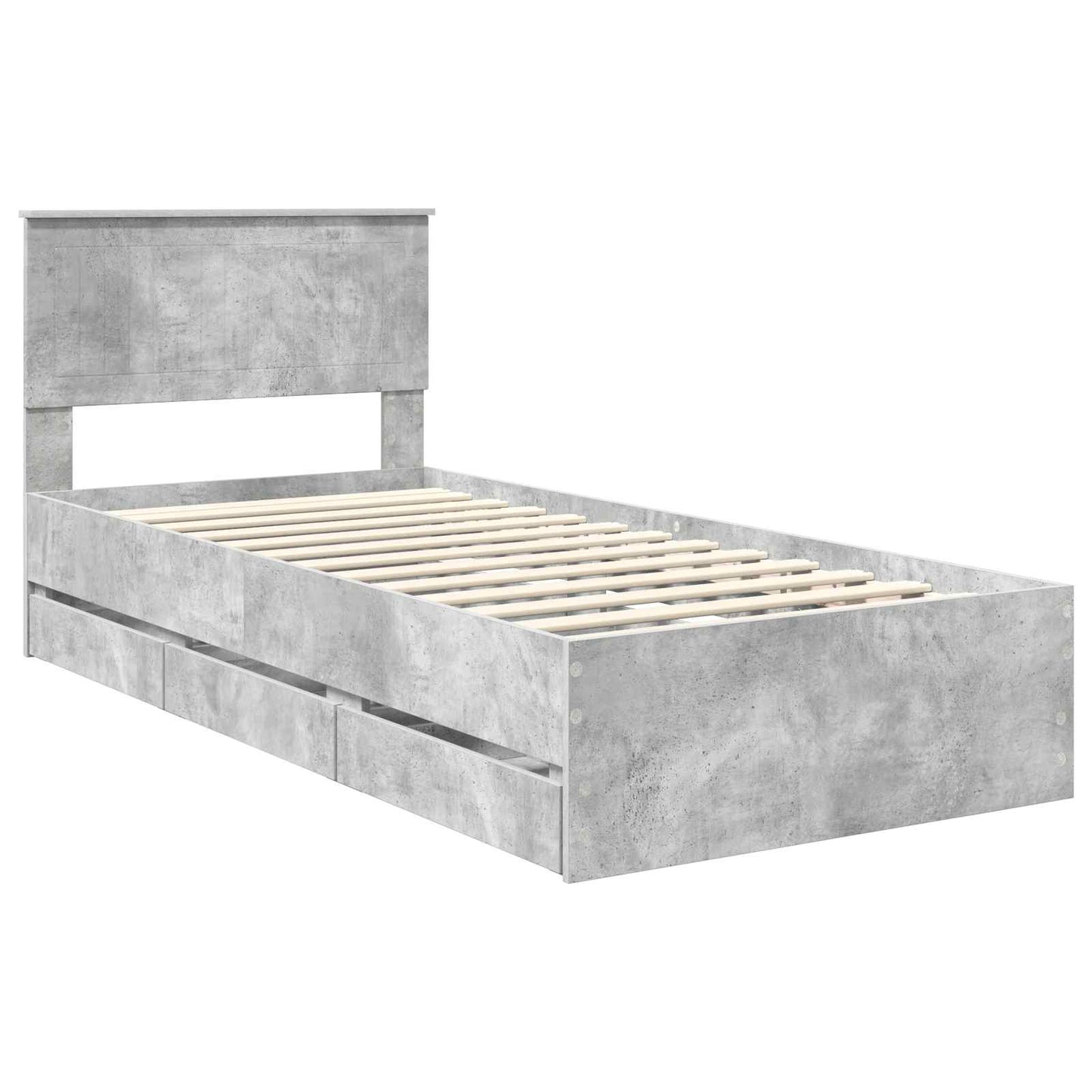 Sengestamme med skuff Betonggrå 90 x 200 cm Ingeniørtre