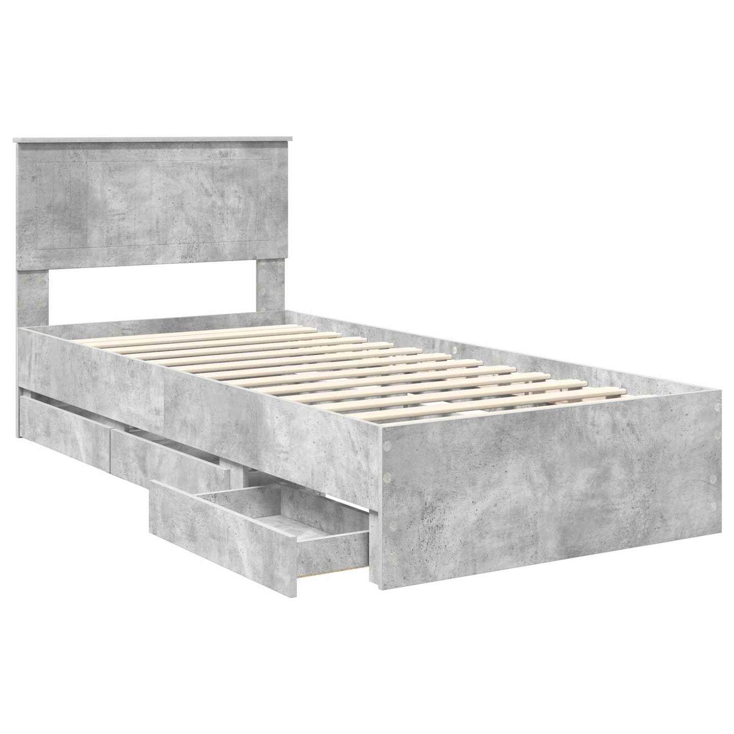 Sengestamme med skuff Betonggrå 90 x 200 cm Ingeniørtre