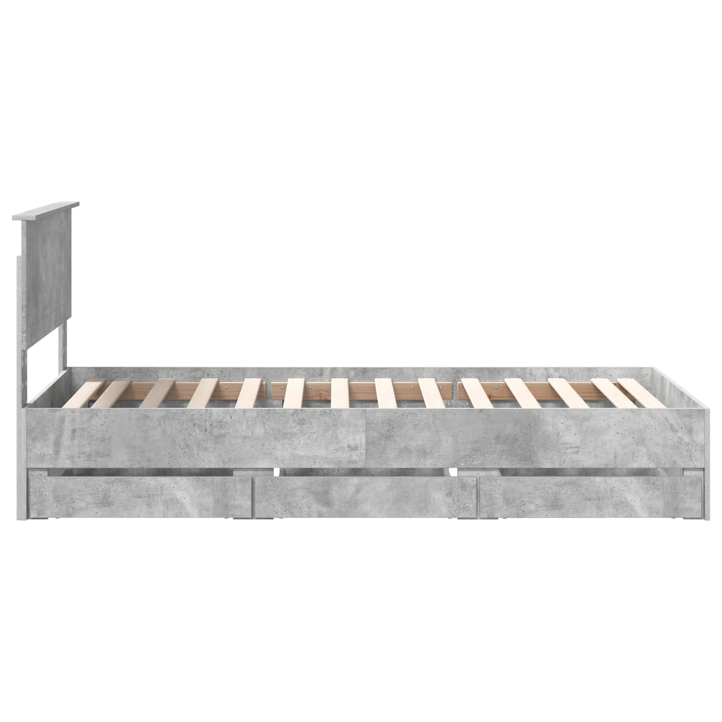 Sengestamme med skuff Betonggrå 90 x 200 cm Ingeniørtre