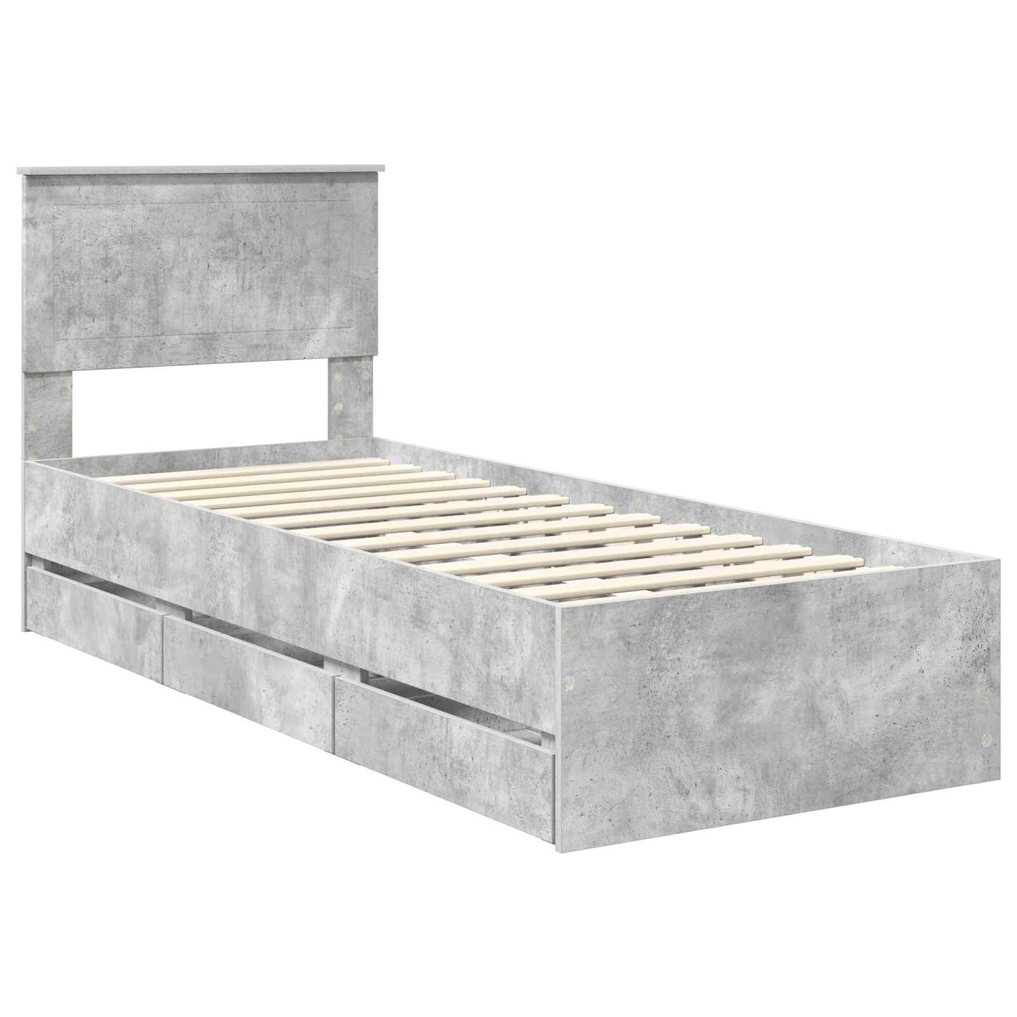 Sengestamme med skuff Betonggrå 75 x 190 cm Ingeniørtre
